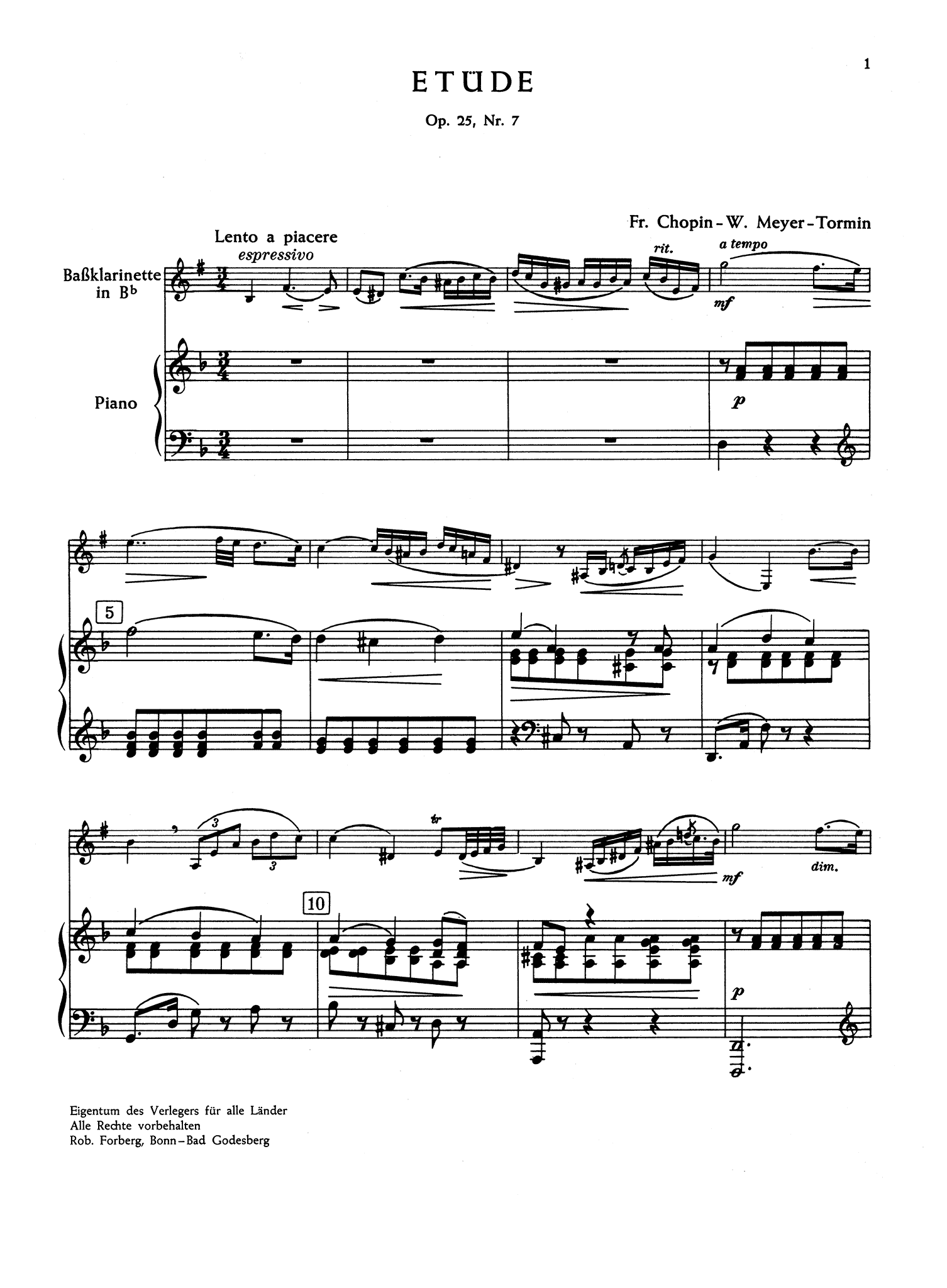 Chopin Étude Op. 25 No. 7, arranged for bass & piano CAMco