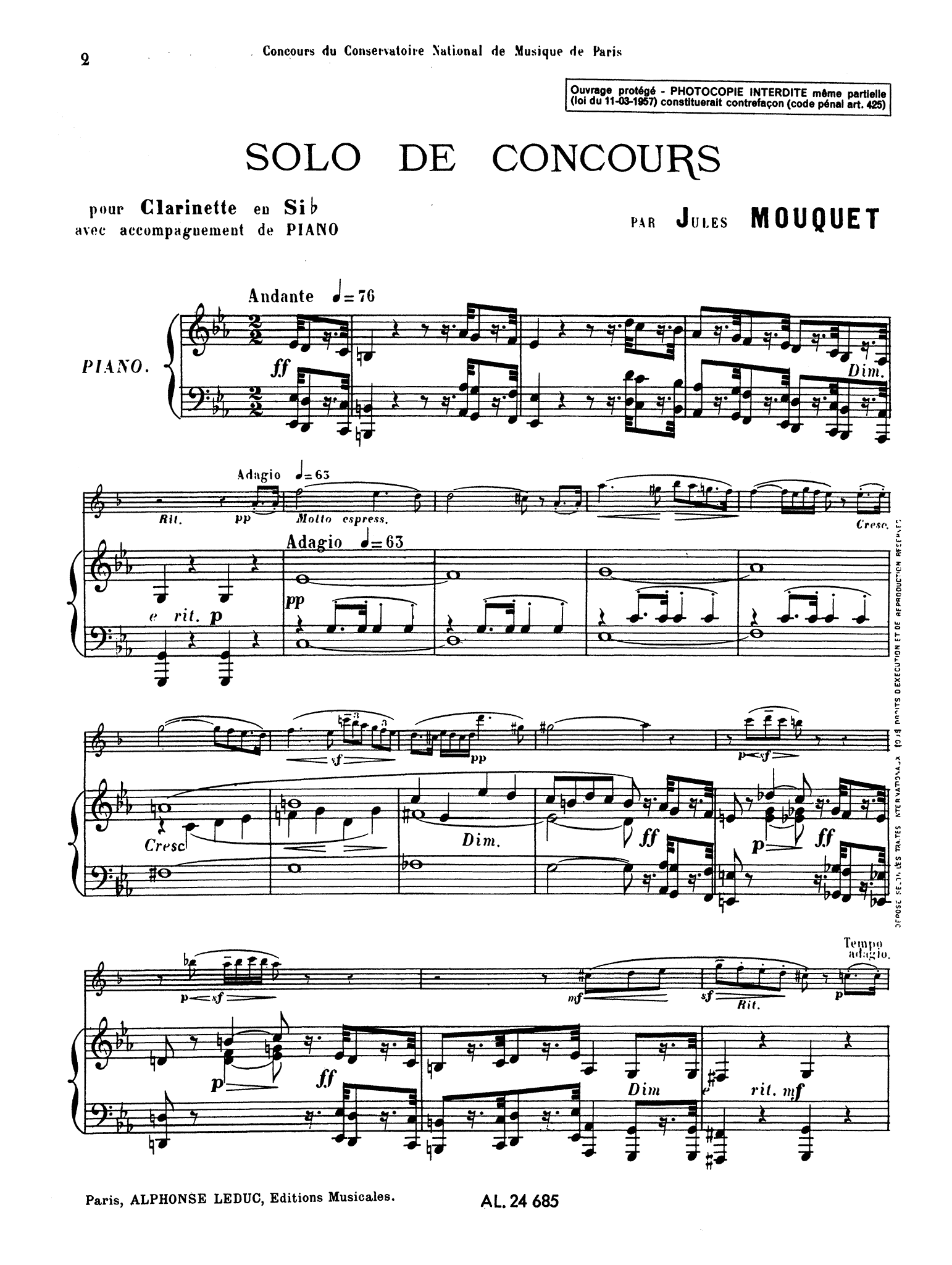 Mouquet Solo de Concours Score