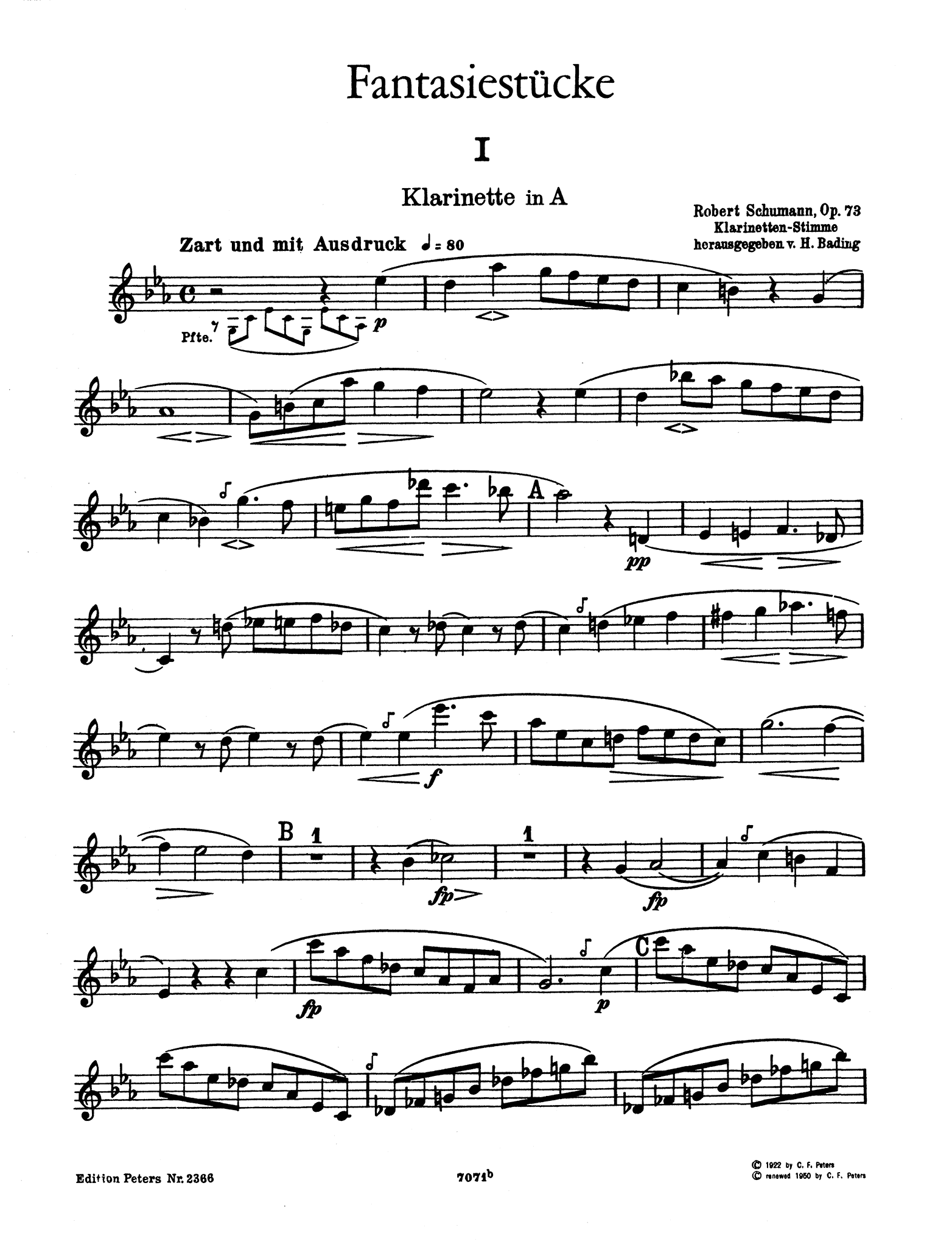 Fantasiestücke, Op. 73 A Clarinet part