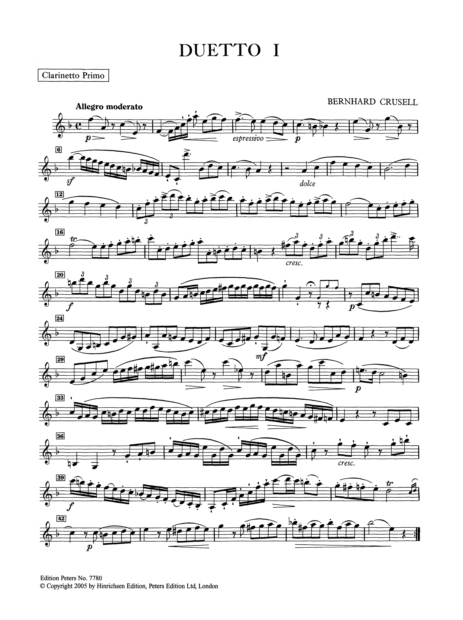 Crusell Clarinet Duet No. 1