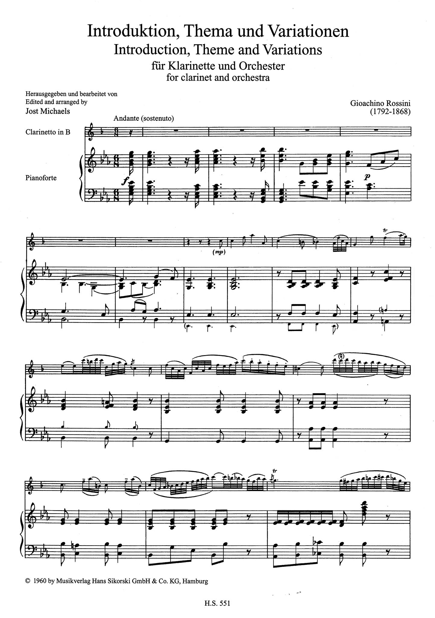 Introduction, Theme and Variations - Score