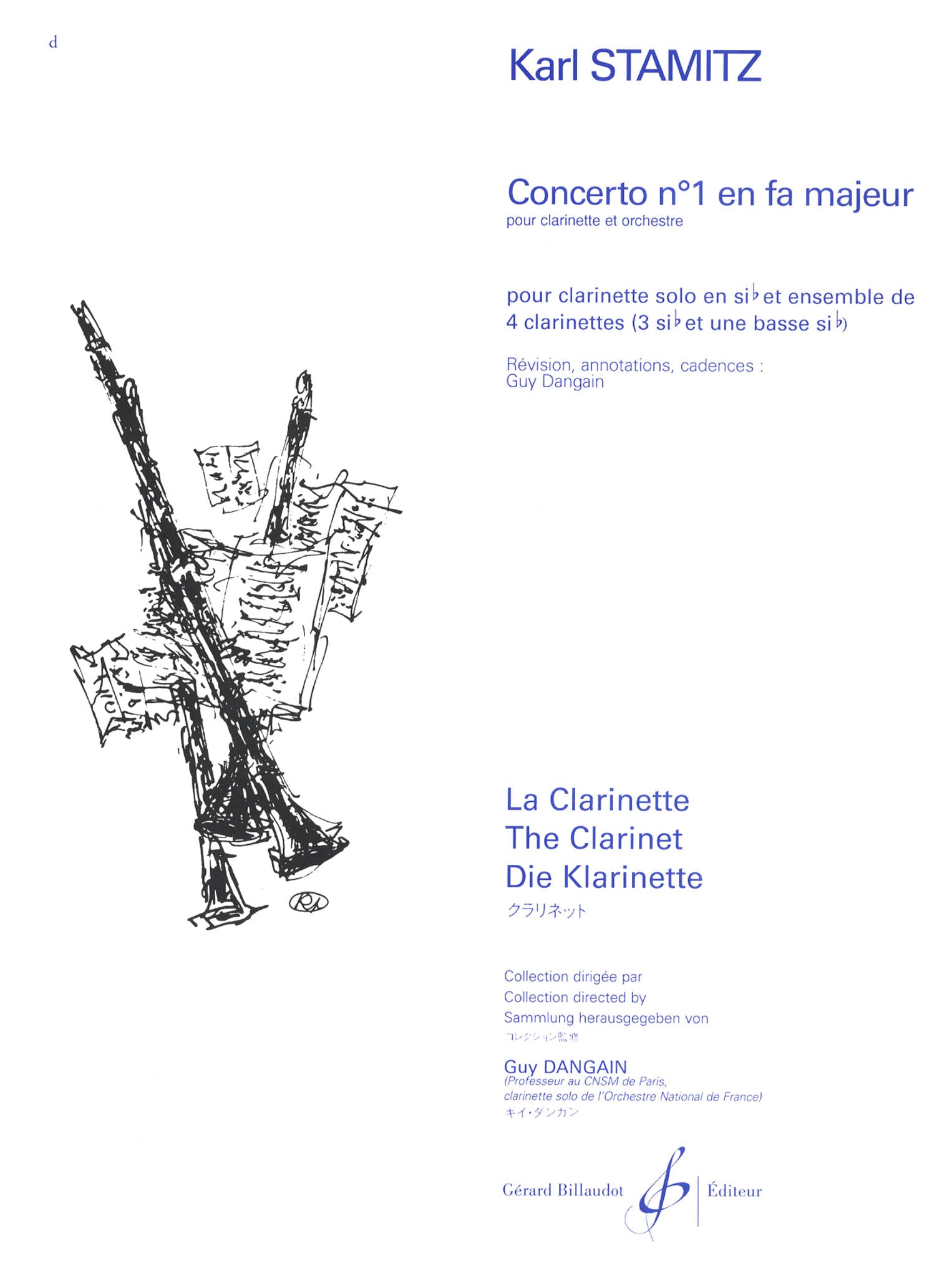 Carl Stamitz Clarinet Concerto No. 1 five clarinets arrangement cover