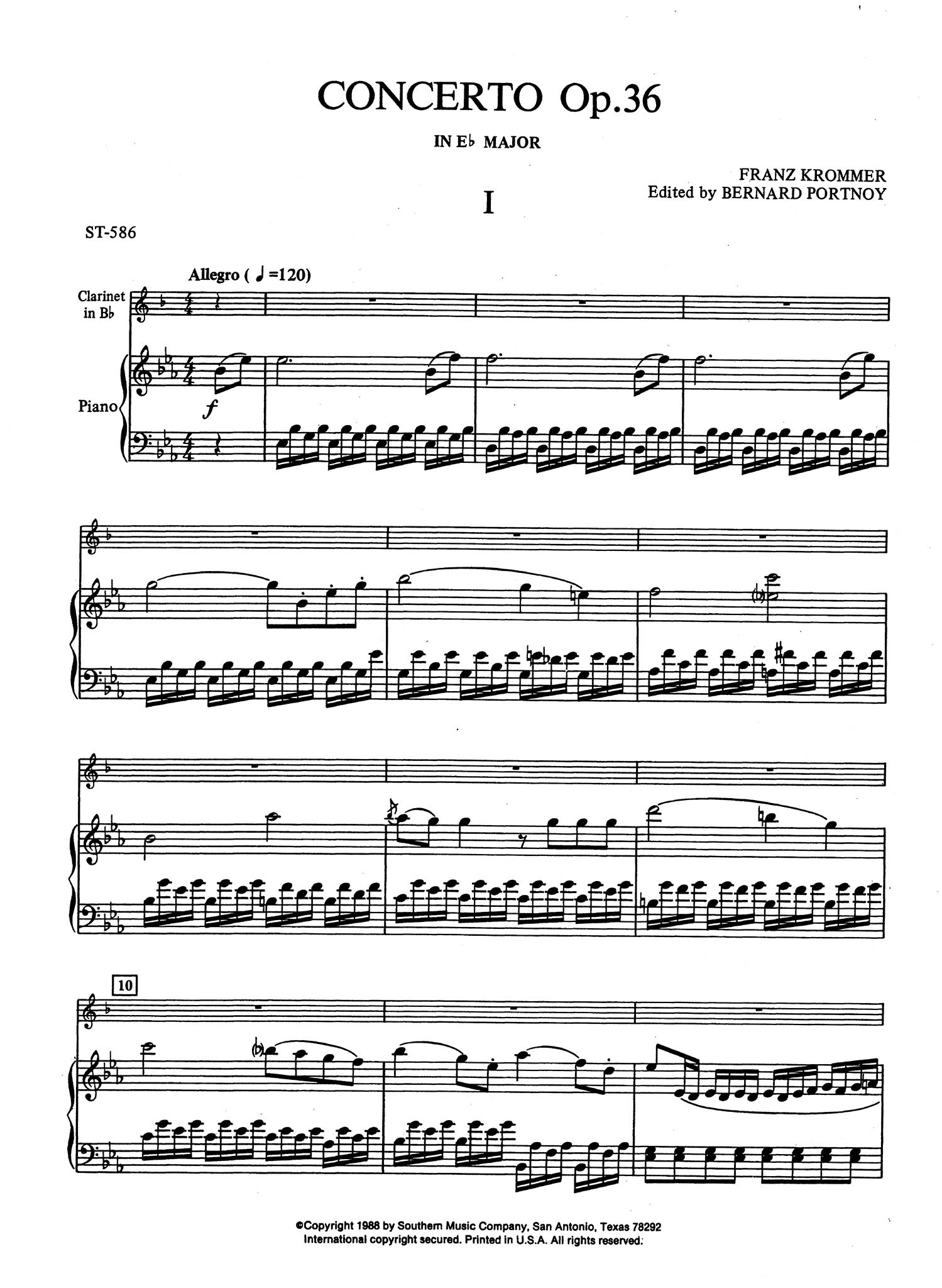 Clarinet Concerto in E-Flat Major, Op. 36 - Movement 1
