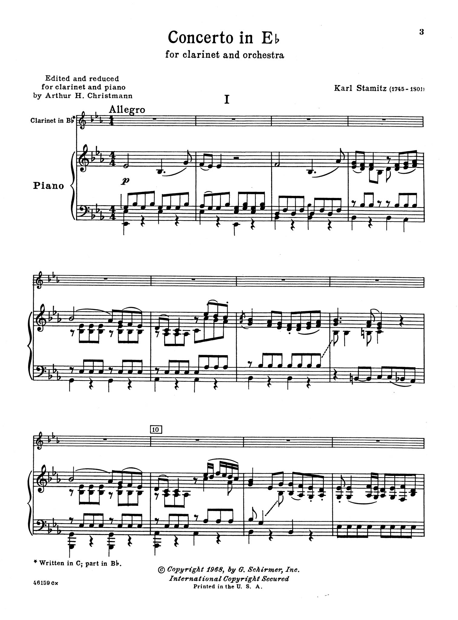 Clarinet Concerto in E-flat Major - Movement 1