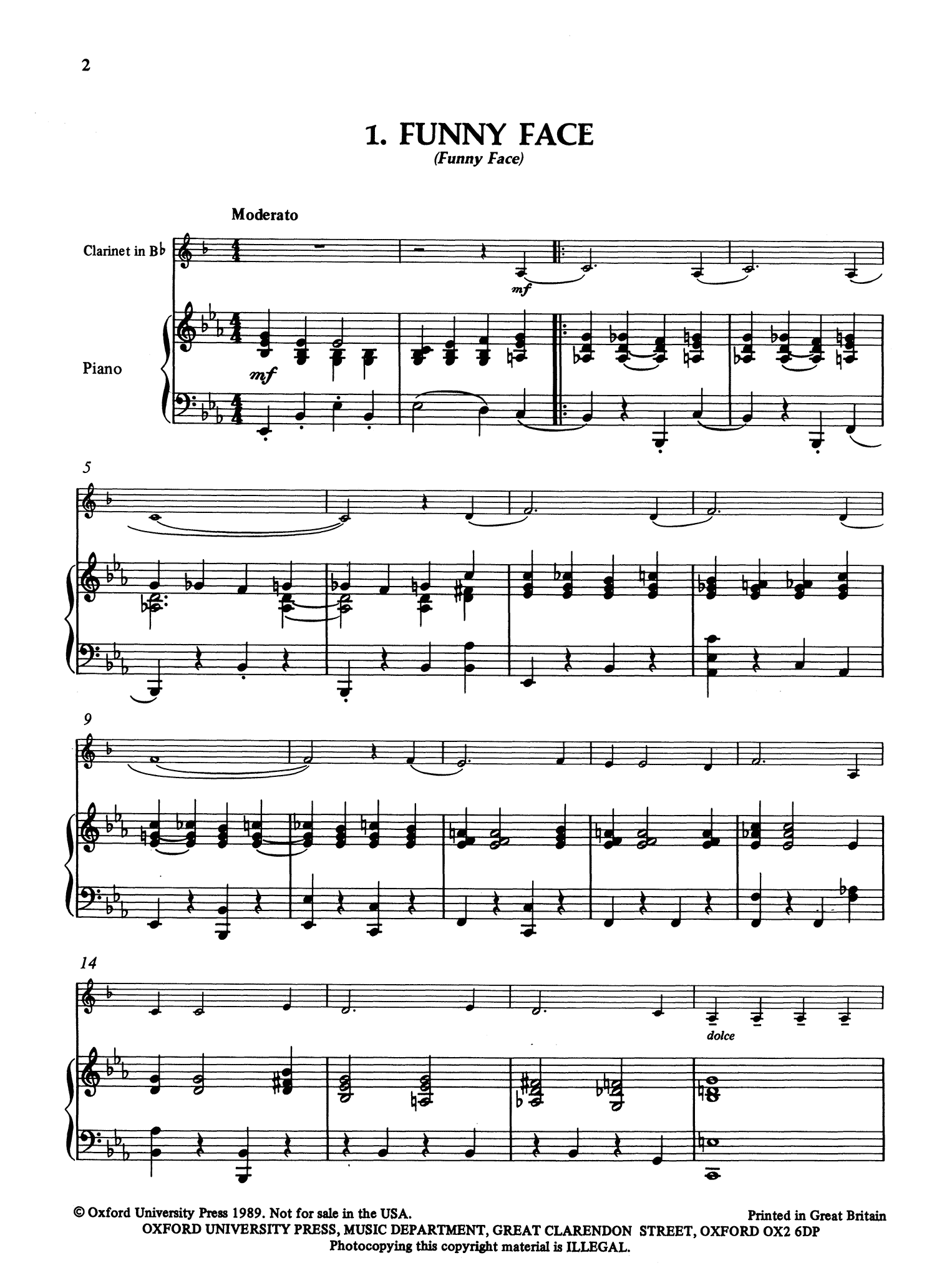 Gershwin Funny Face clarinet & piano score