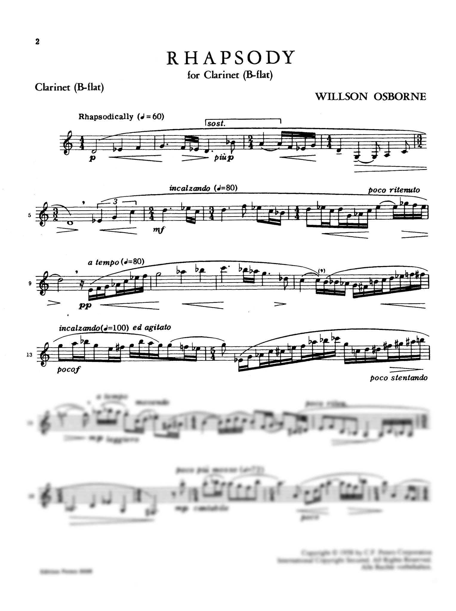 Rhapsody for Clarinet Page 1