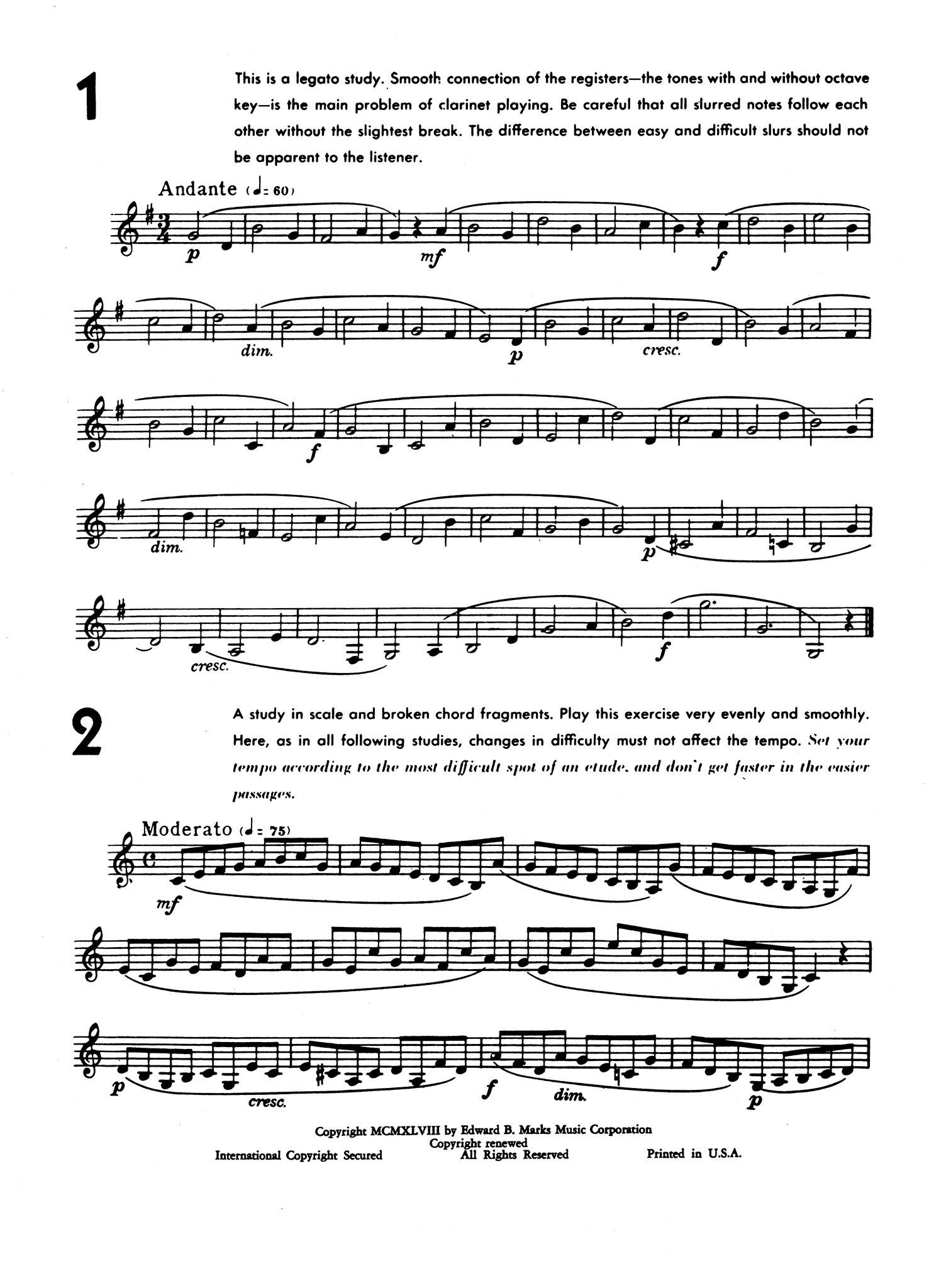 24 Clarinet Studies for Beginners Page 1