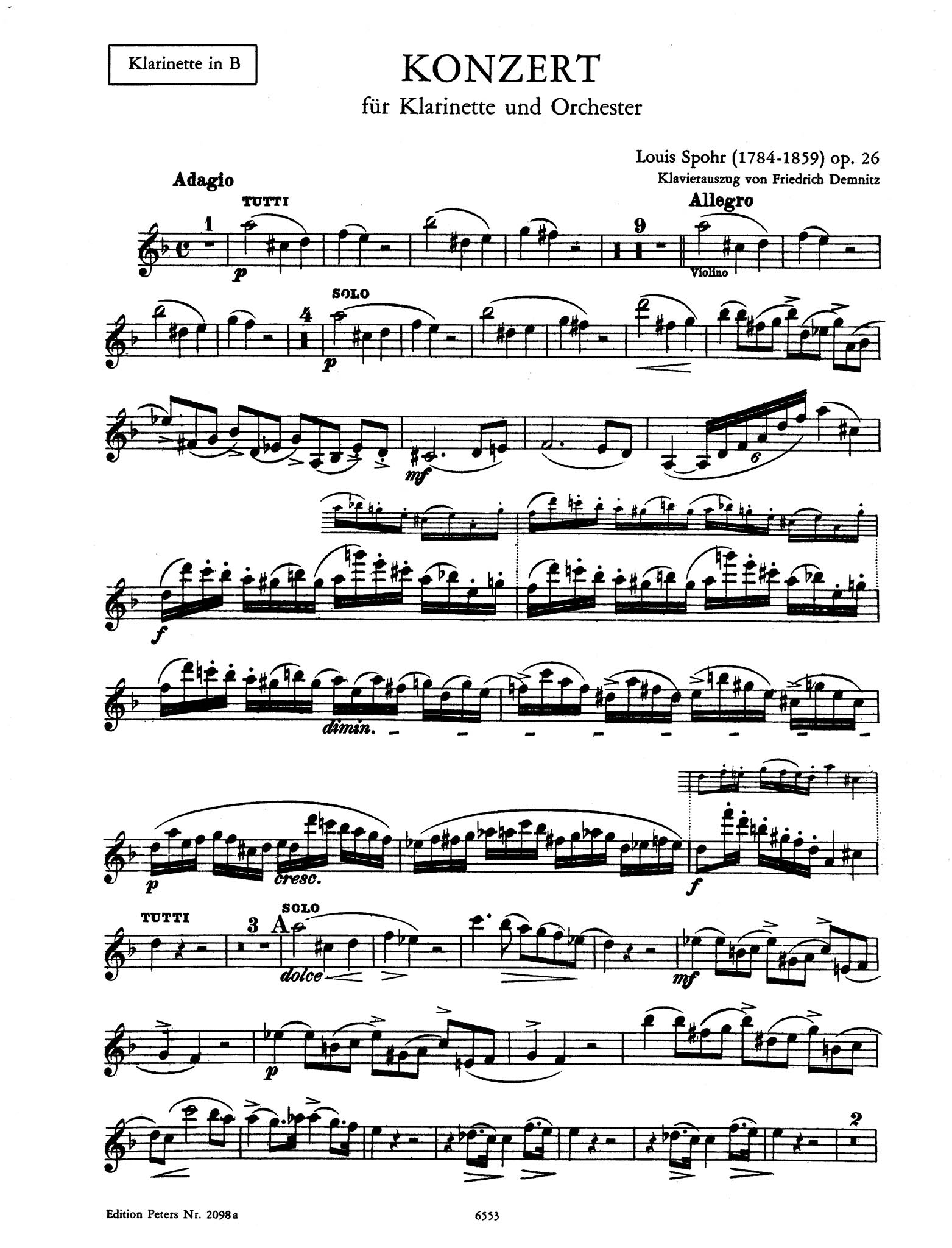 Clarinet Concerto No. 1 in C Minor, Op. 26 Clarinet part