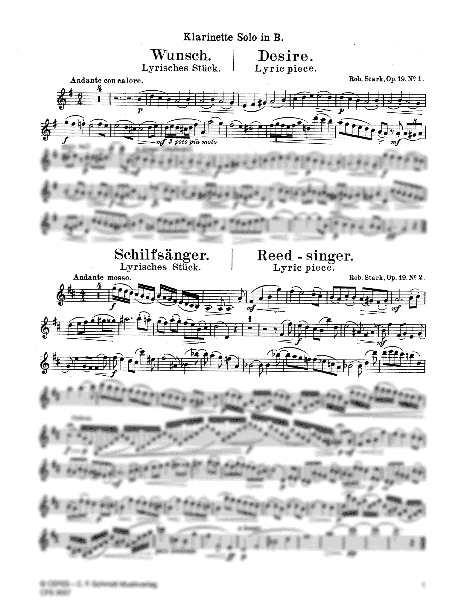 Stark Lyric Pieces, Op. 19 Nos. 1 & 2 solo part