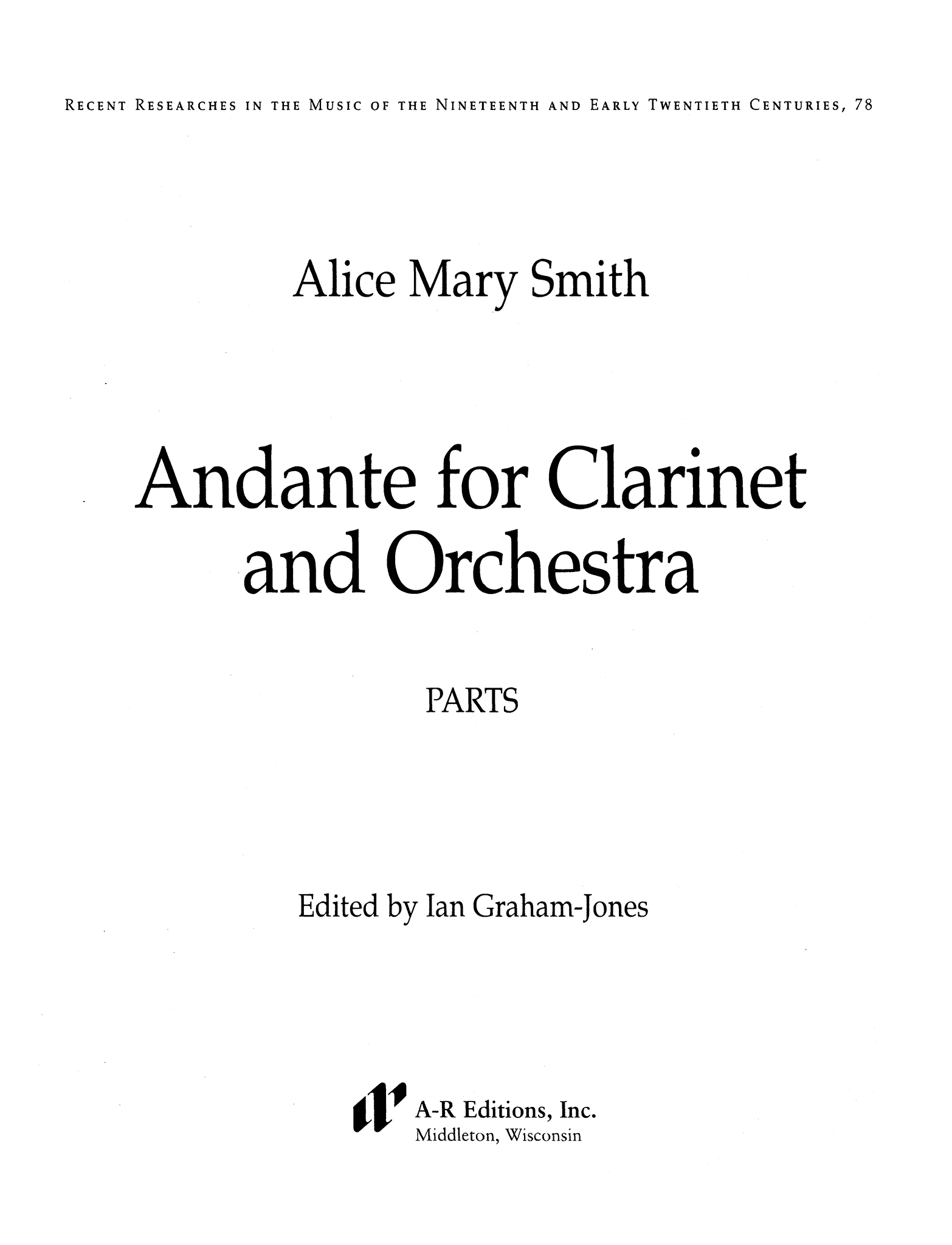 Smith Andante for Clarinet & Orchestra Cover
