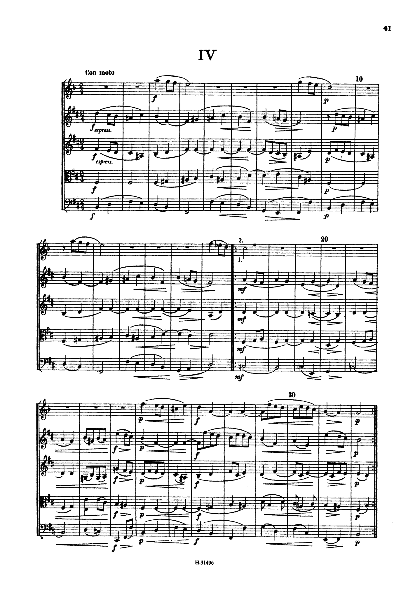 Brahms Clarinet Quintet, Op. 115 pocket score - Movement 4