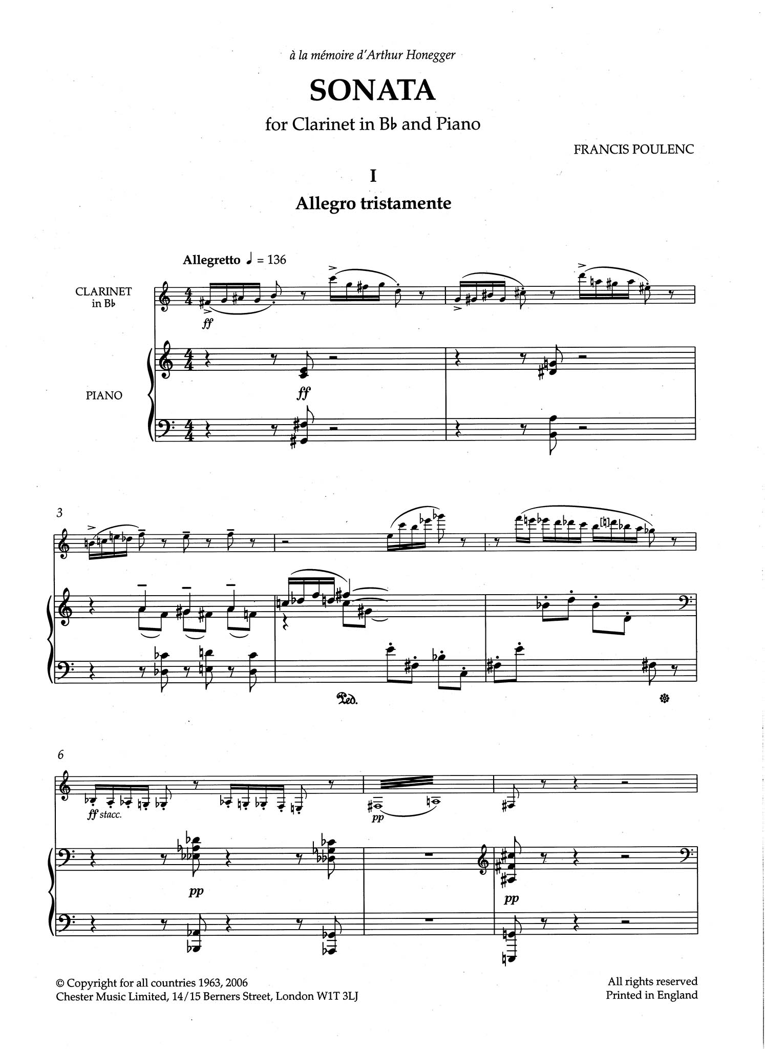 Sonata for Clarinet & Piano - Movement 1