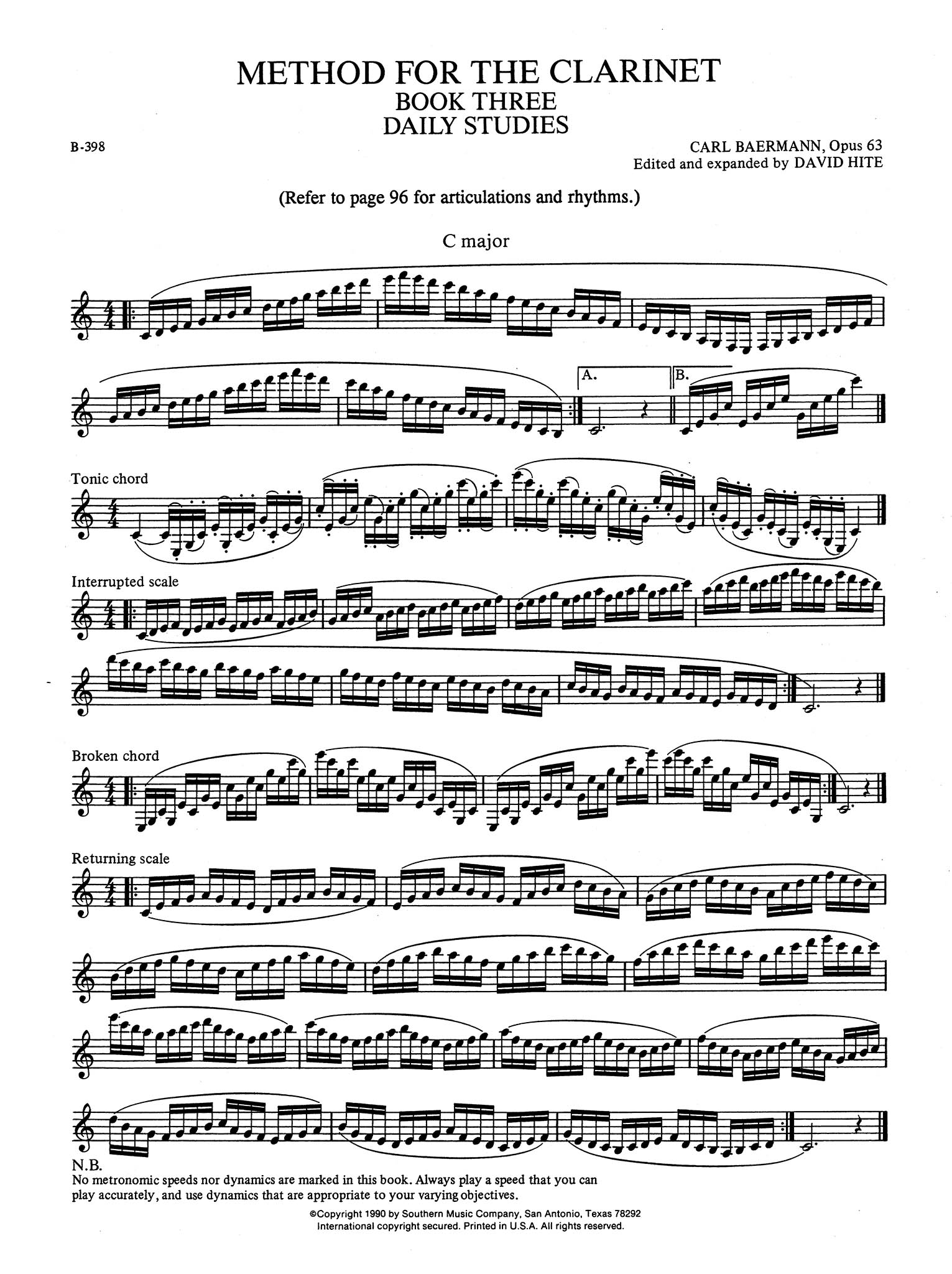 Daily Exercises from the Clarinet Method, Op. 63 Page 1