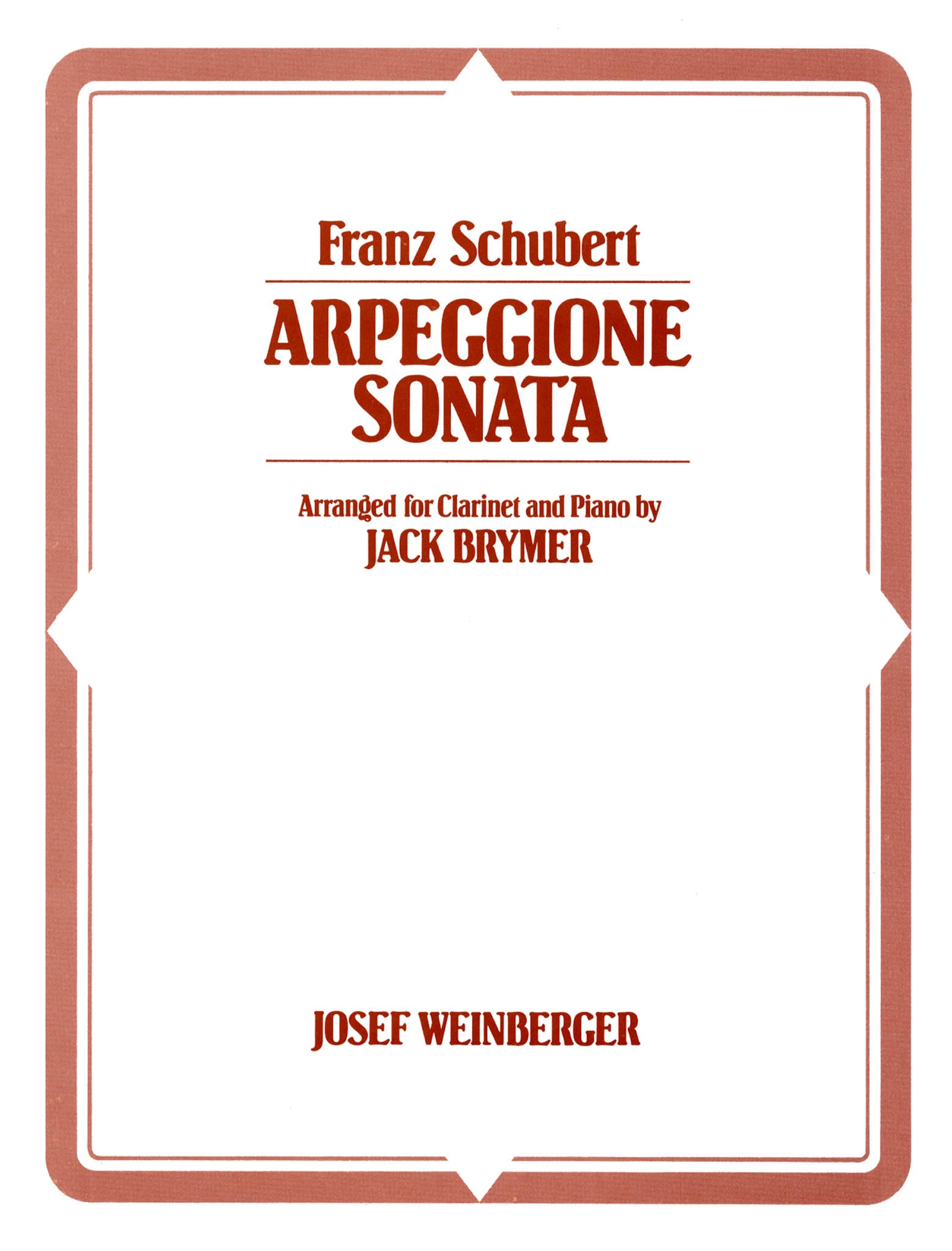 Schubert Arpeggione Sonata arranged for A Clarinet & Piano by Jack Brymer cover