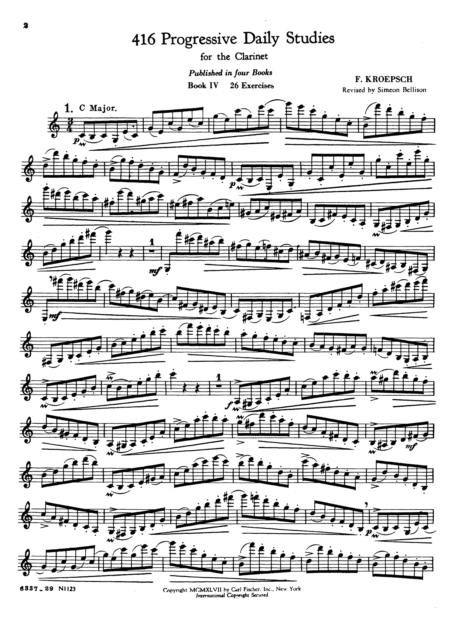 416 Progressive Studies for Clarinet, Book 4: 26 Exercises Page 2