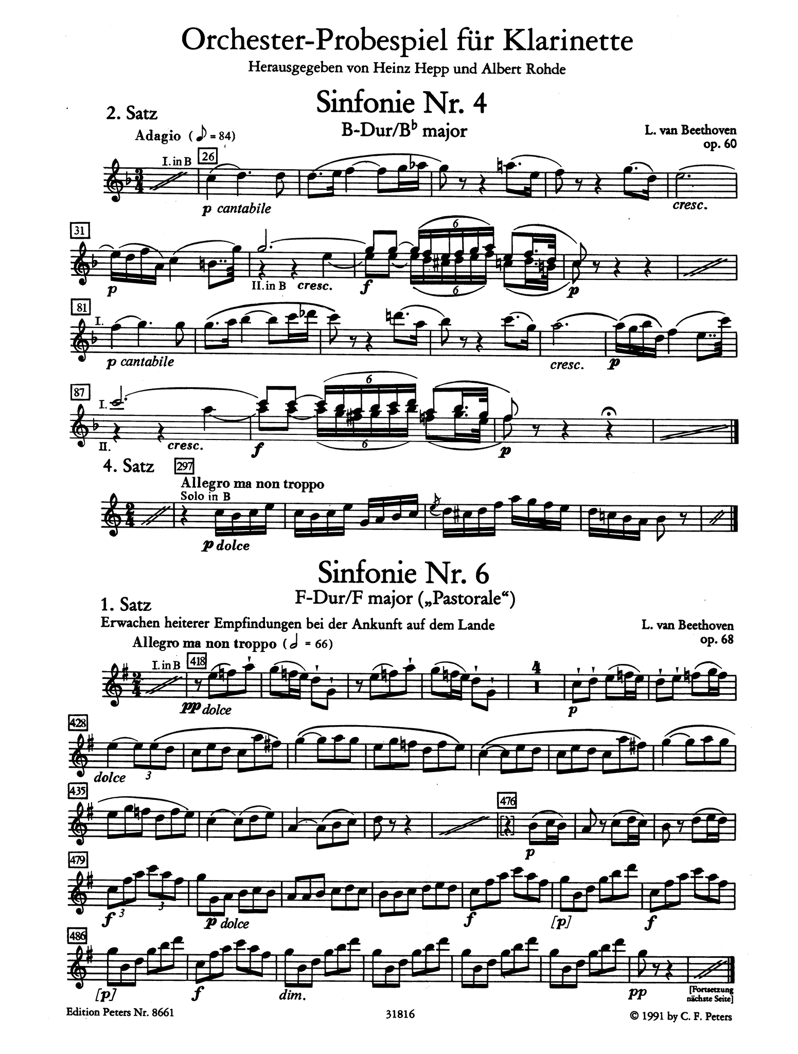 Clarinet Test Pieces for Orchestral Auditions Page 1