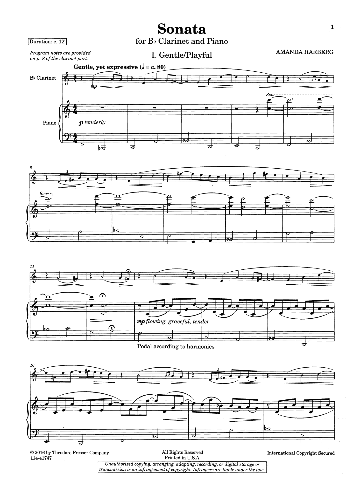 Harberg Clarinet Sonata - Movement 1