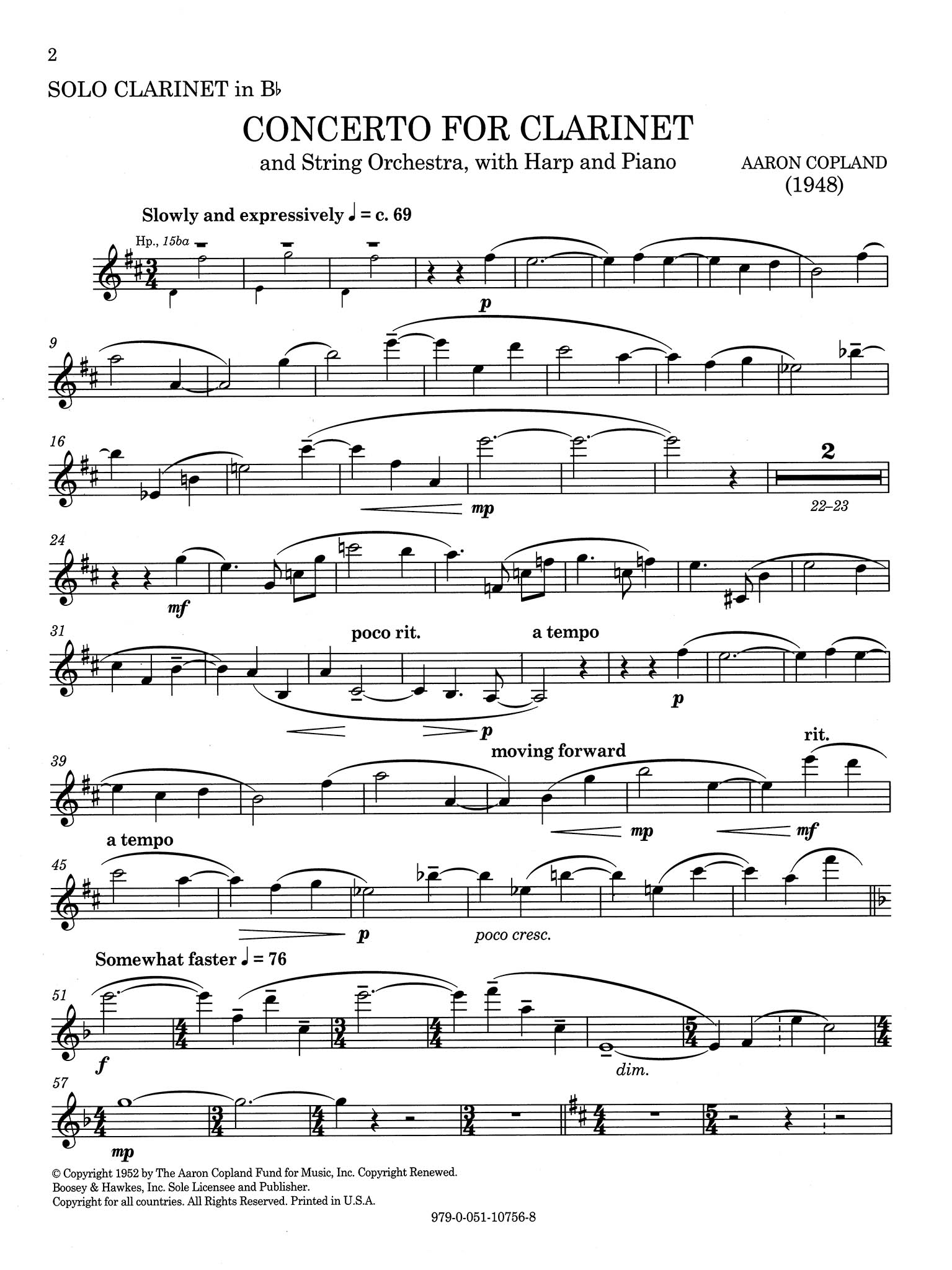 Clarinet Concerto Clarinet part