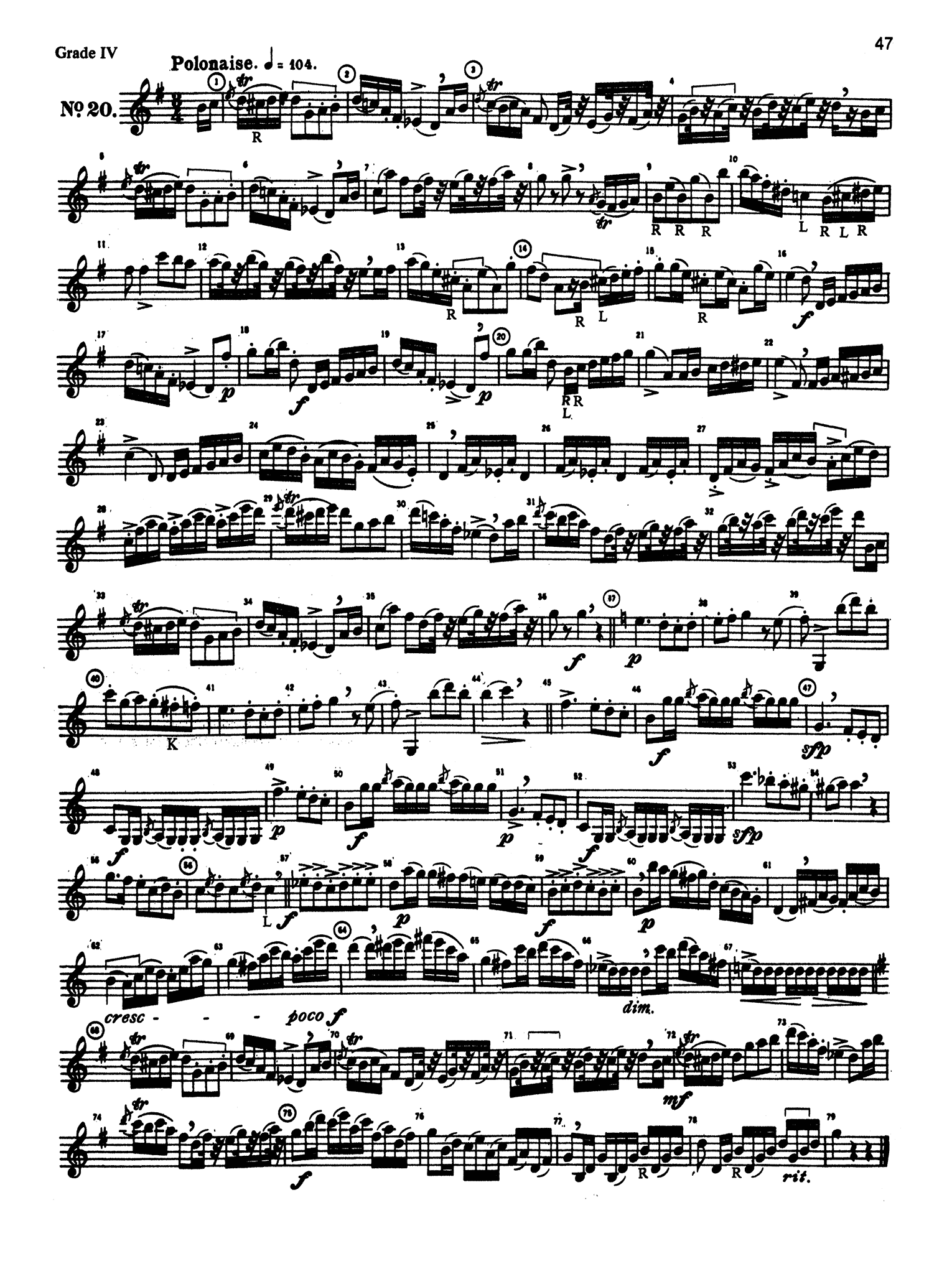 Rose 40 Études for Clarinet, Book 1 Page 47