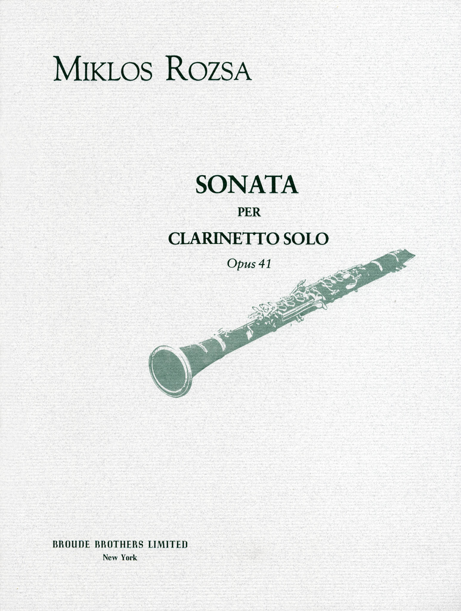 Sonata for Clarinet Solo, Op. 41 Cover