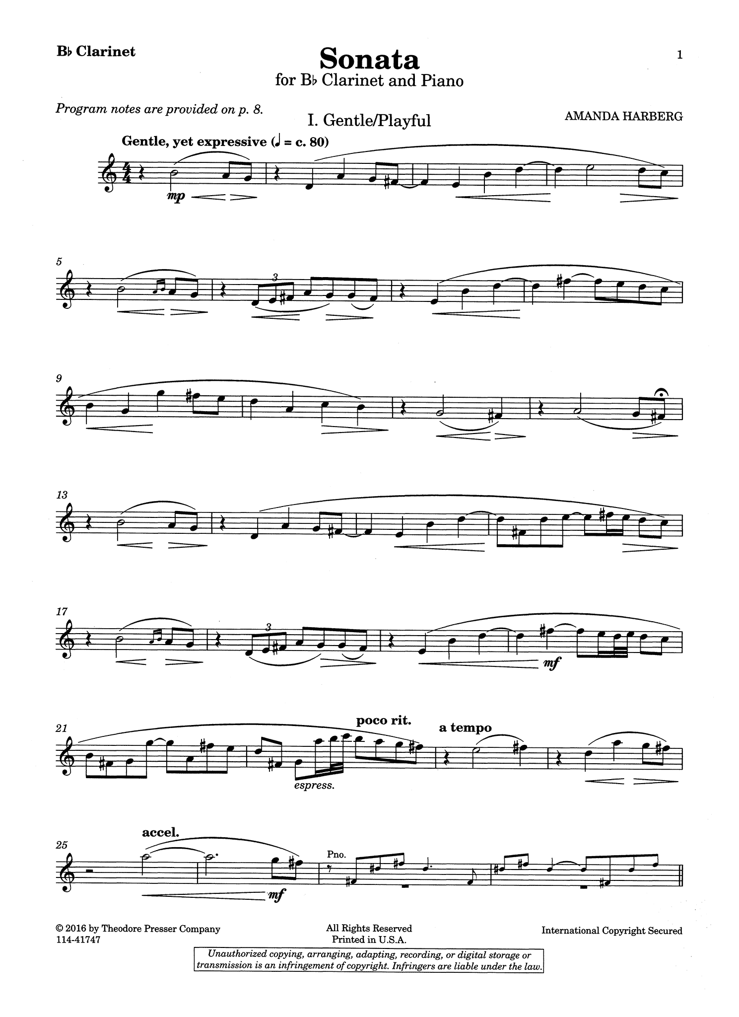 Harberg Clarinet Sonata Clarinet part