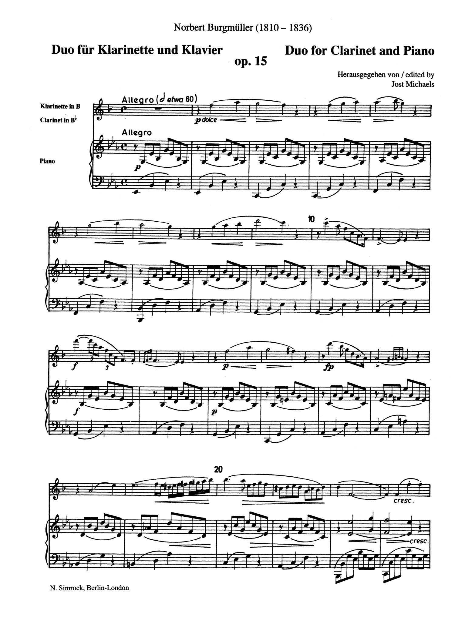 Duo in E-flat Major, Op. 15 - Movement 1