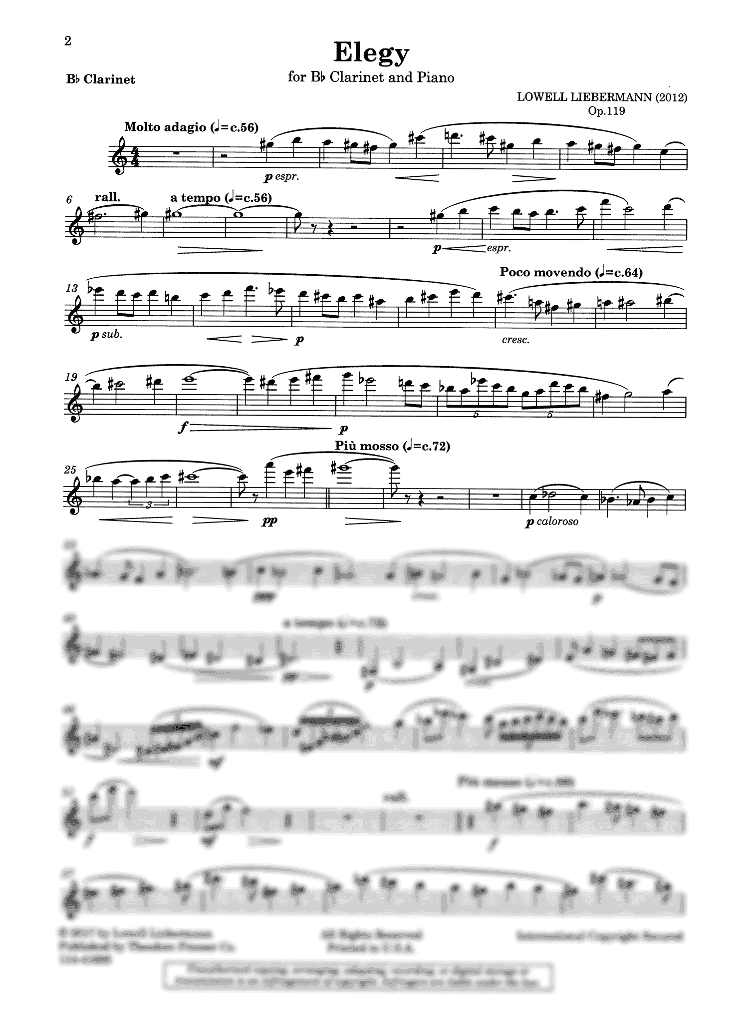 Elegy, Op. 119 Clarinet part