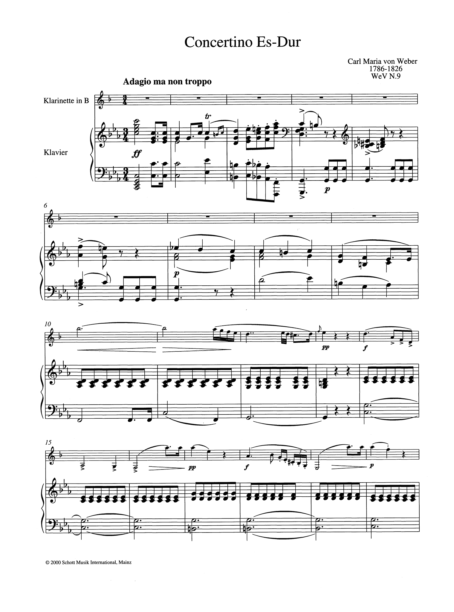 Concertino in E-flat Major, Op. 26, J. 109 Score