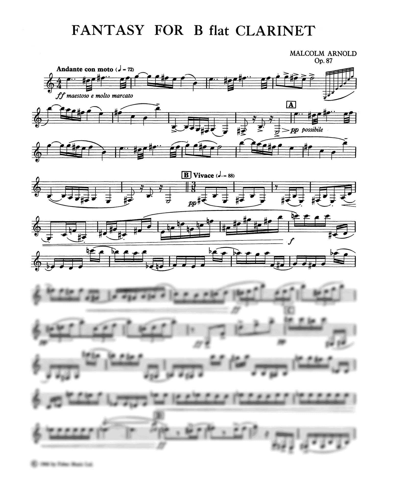 Arnold Fantasy for Clarinet, Op. 87 Page 1