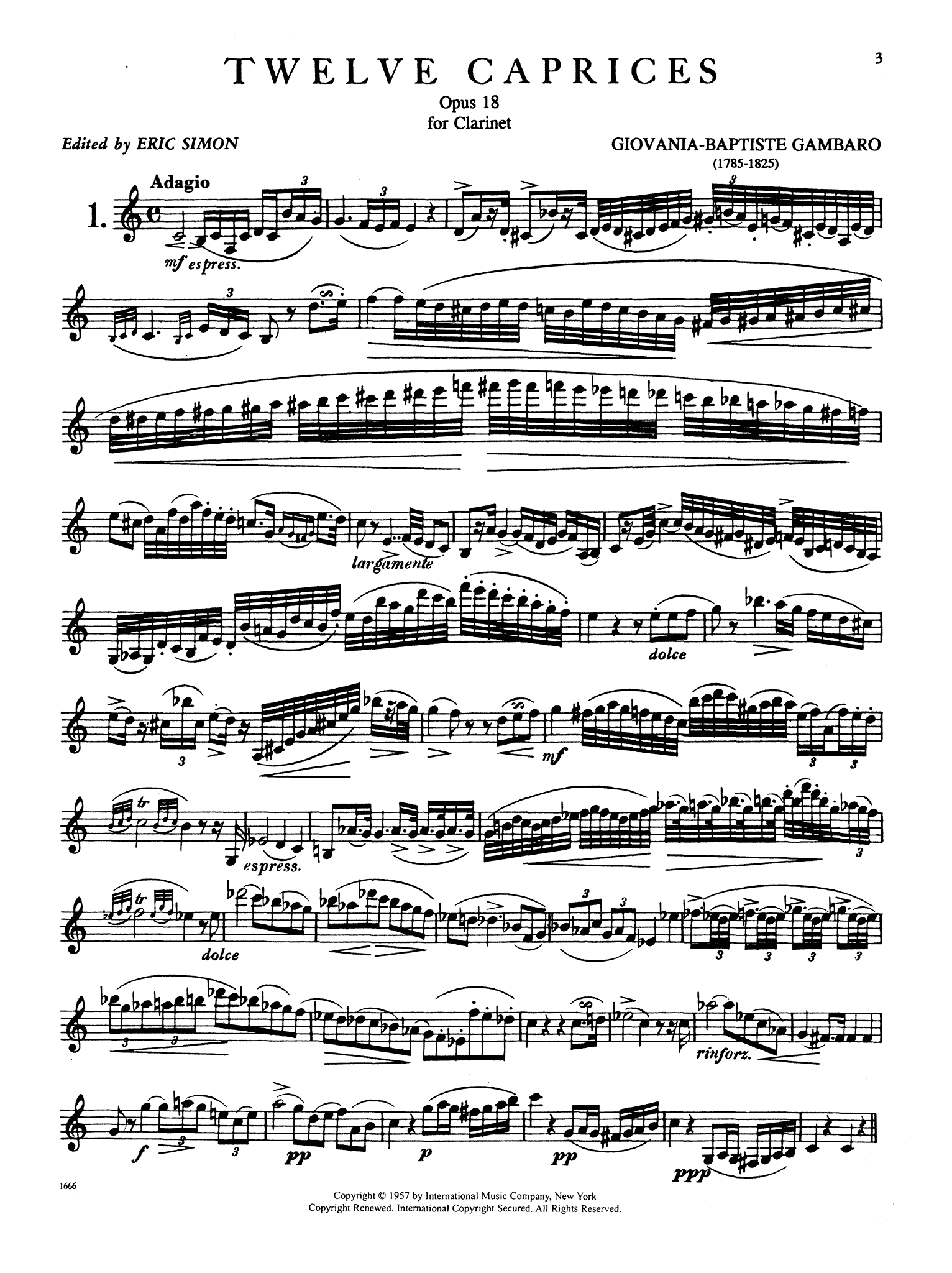 Giovanni Battista Gambaro 12 Clarinet Caprices, Op. 18 page 3