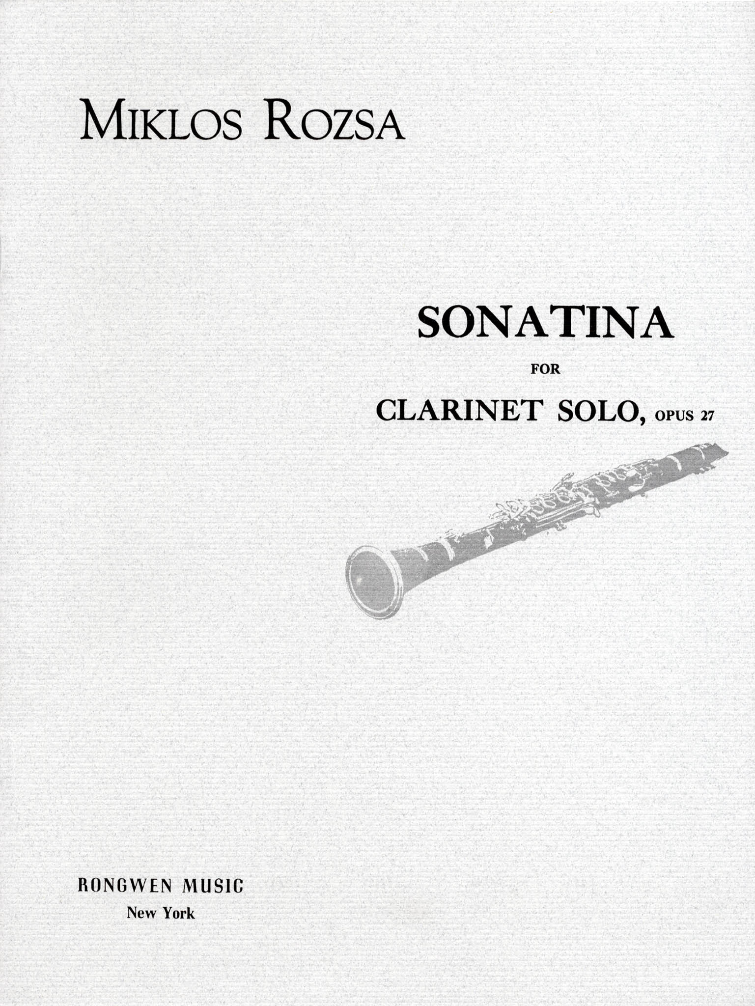 Sonatina for Clarinet Solo, Op. 27 Cover