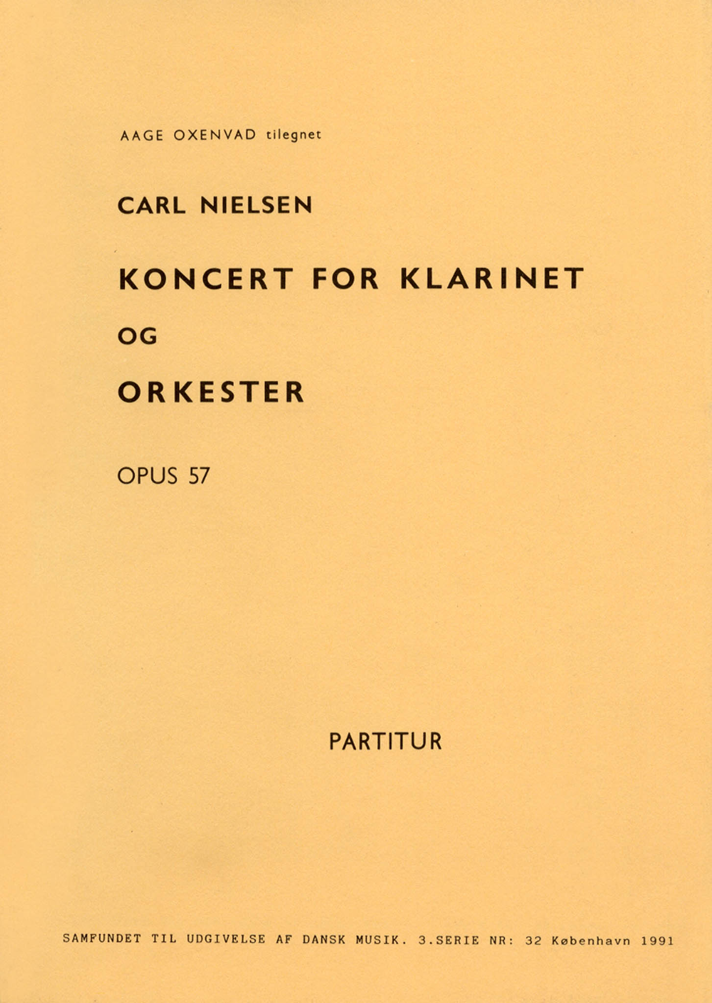 Clarinet Concerto, Op. 57 Cover