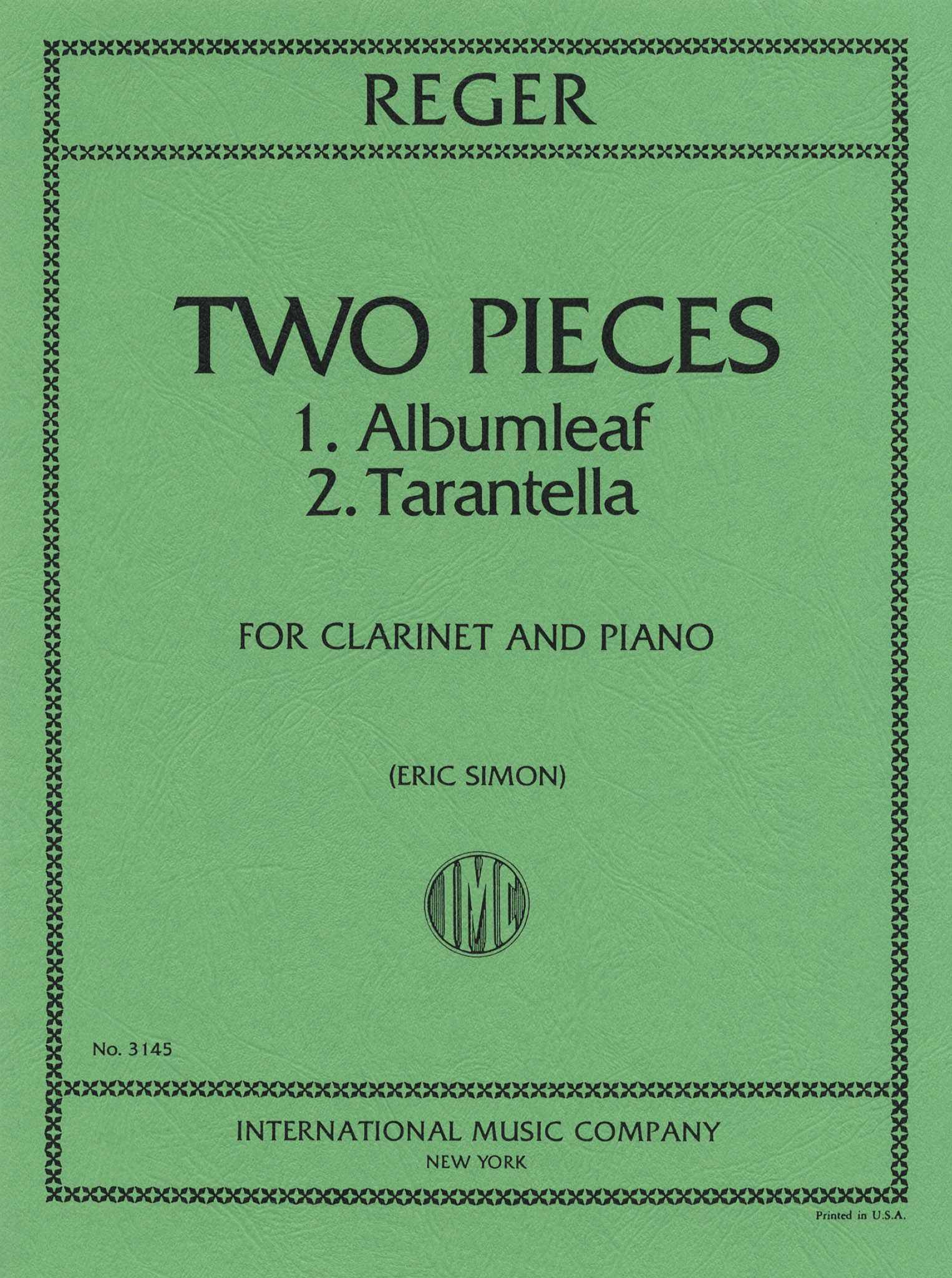 Max Reger Tarantella, WoO II/12 & Albumblatt, WoO II/13 clarinet and piano ed. Eric Simon cover
