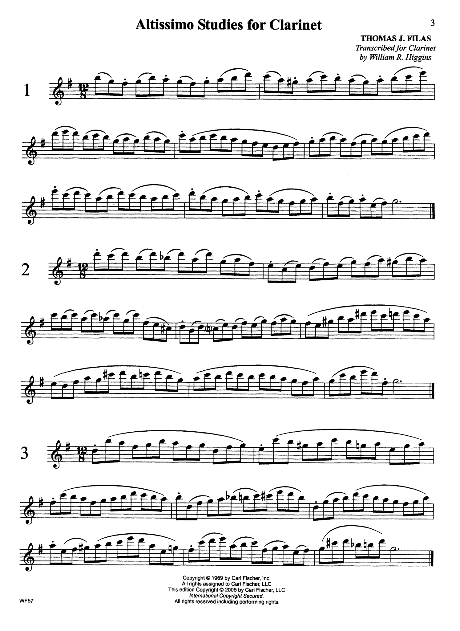 altissimo music Filas, Thomas: Altissimo Studies for Clarinet