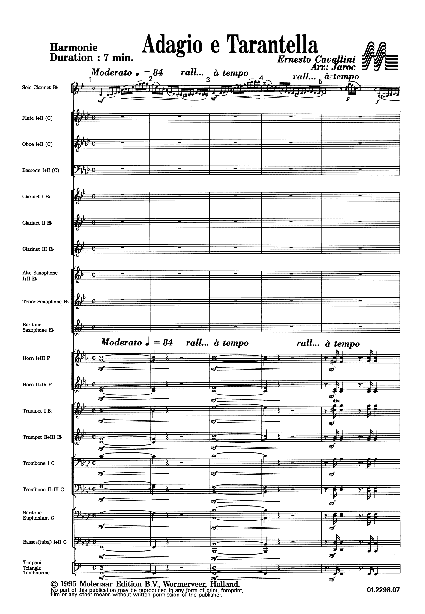Adagio e Tarantella wind ensemble Score