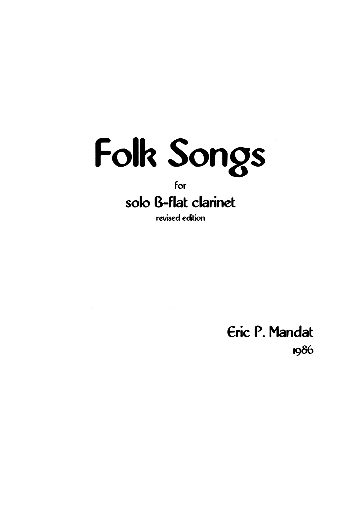 Mandat Folk Songs unaccompanied clarinet cover