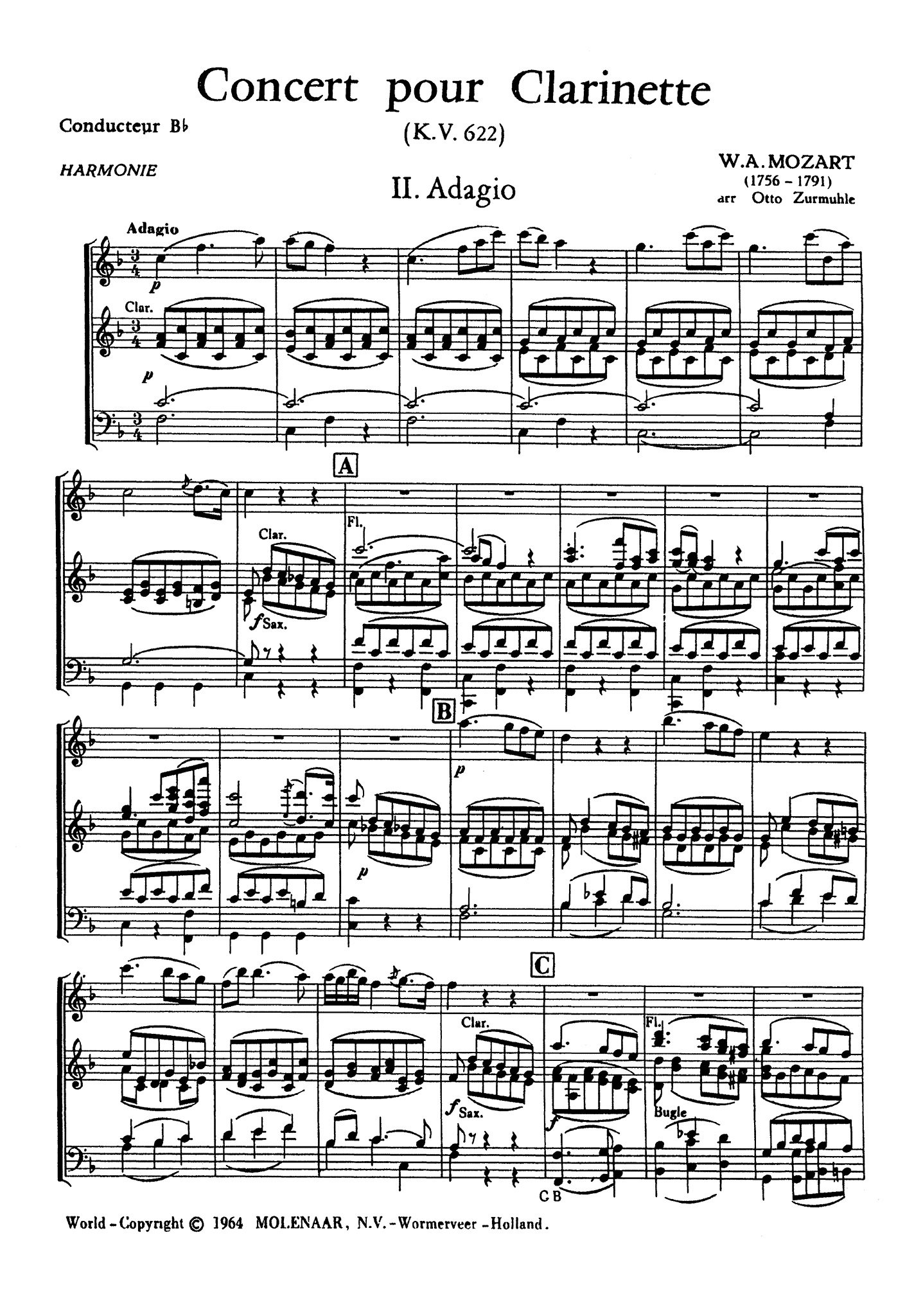 Clarinet Concerto Score - Adagio