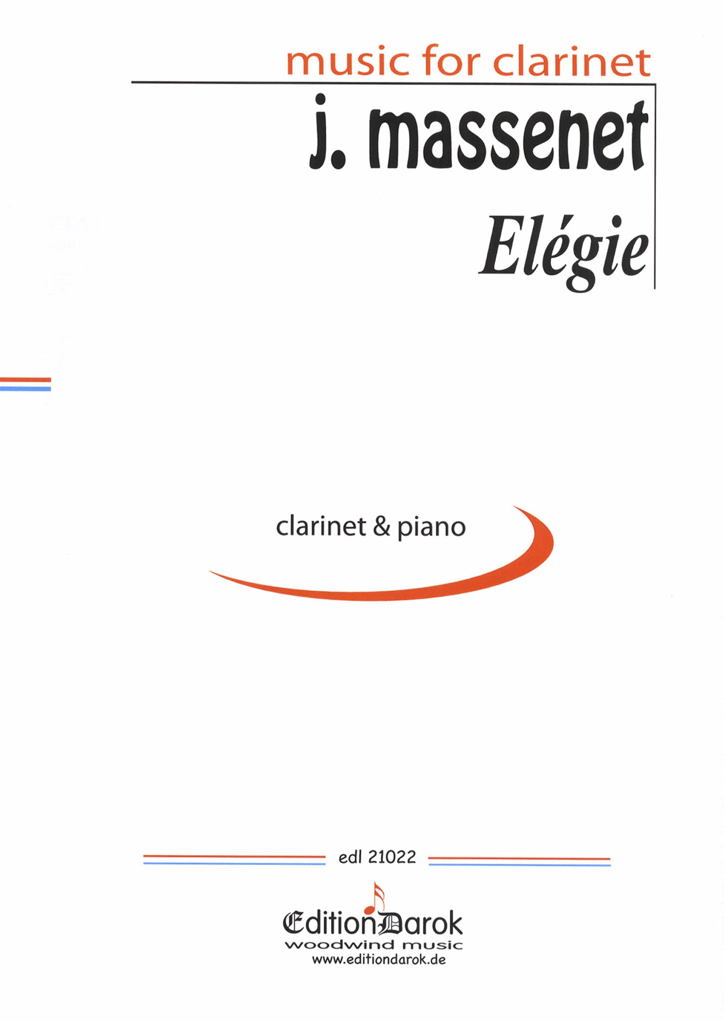 Massenet Élégie clarinet and piano arrangement cover