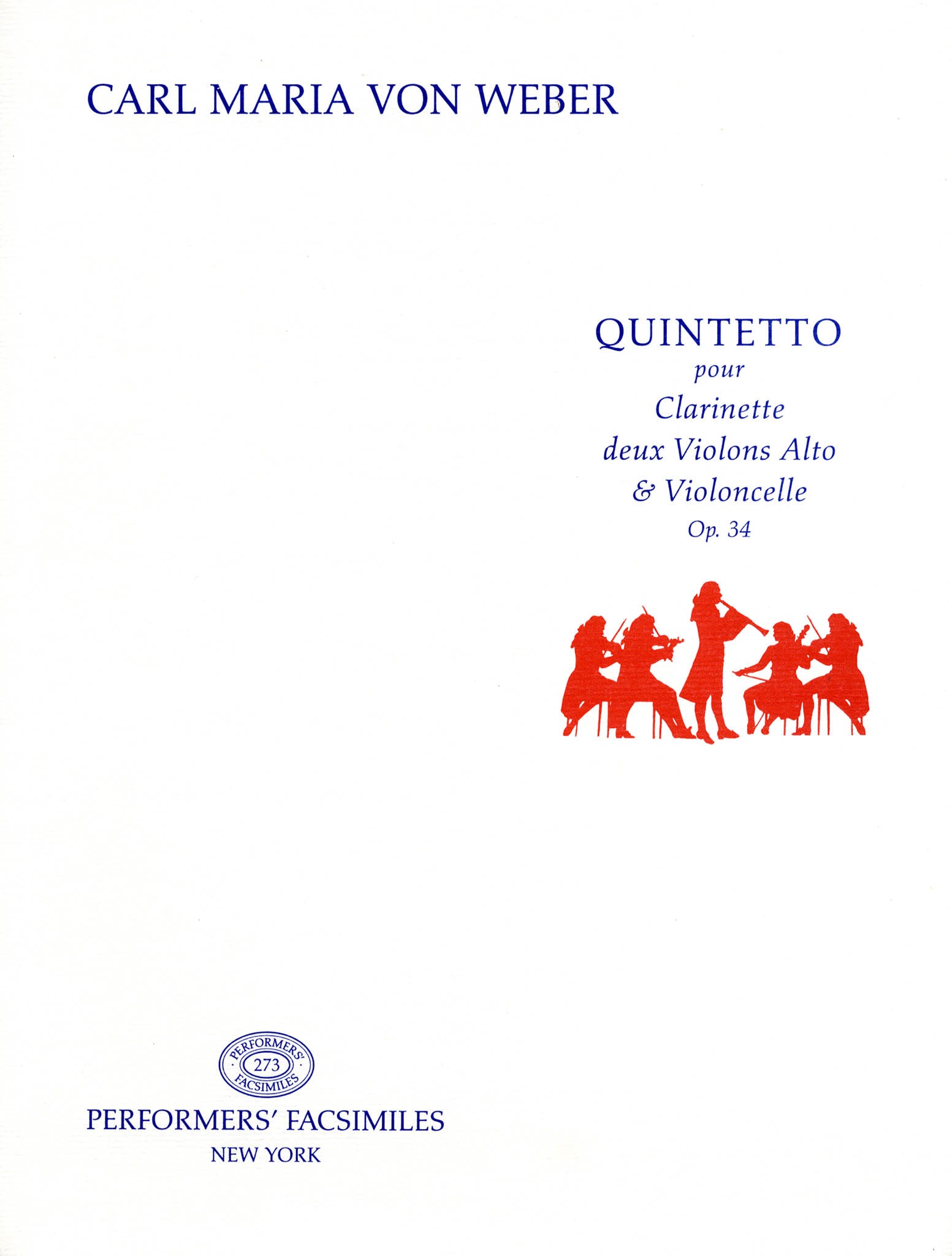 Clarinet Quintet, Op. 34, J. 182 Cover