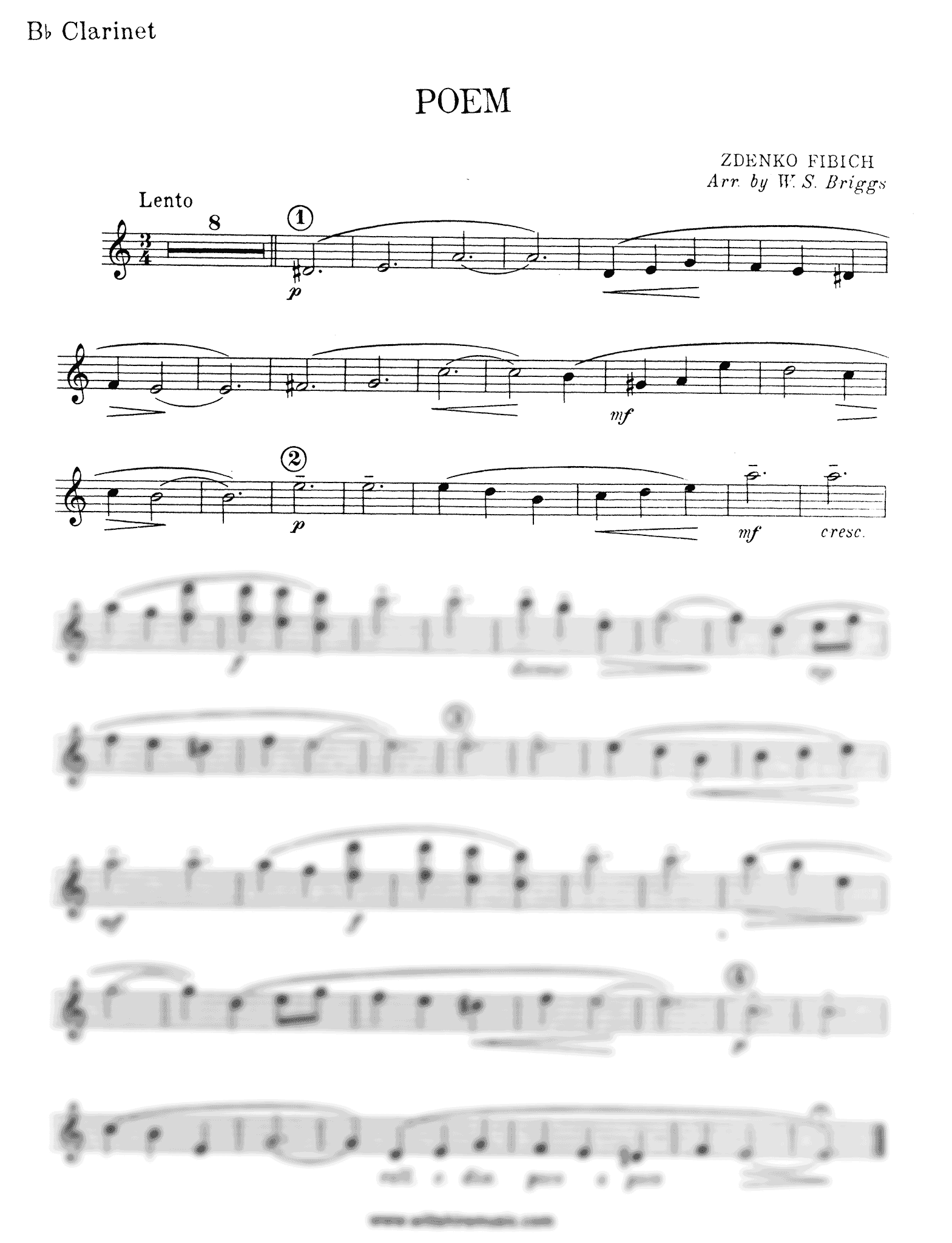 Fibich Poem, Op. 39a clarinet part