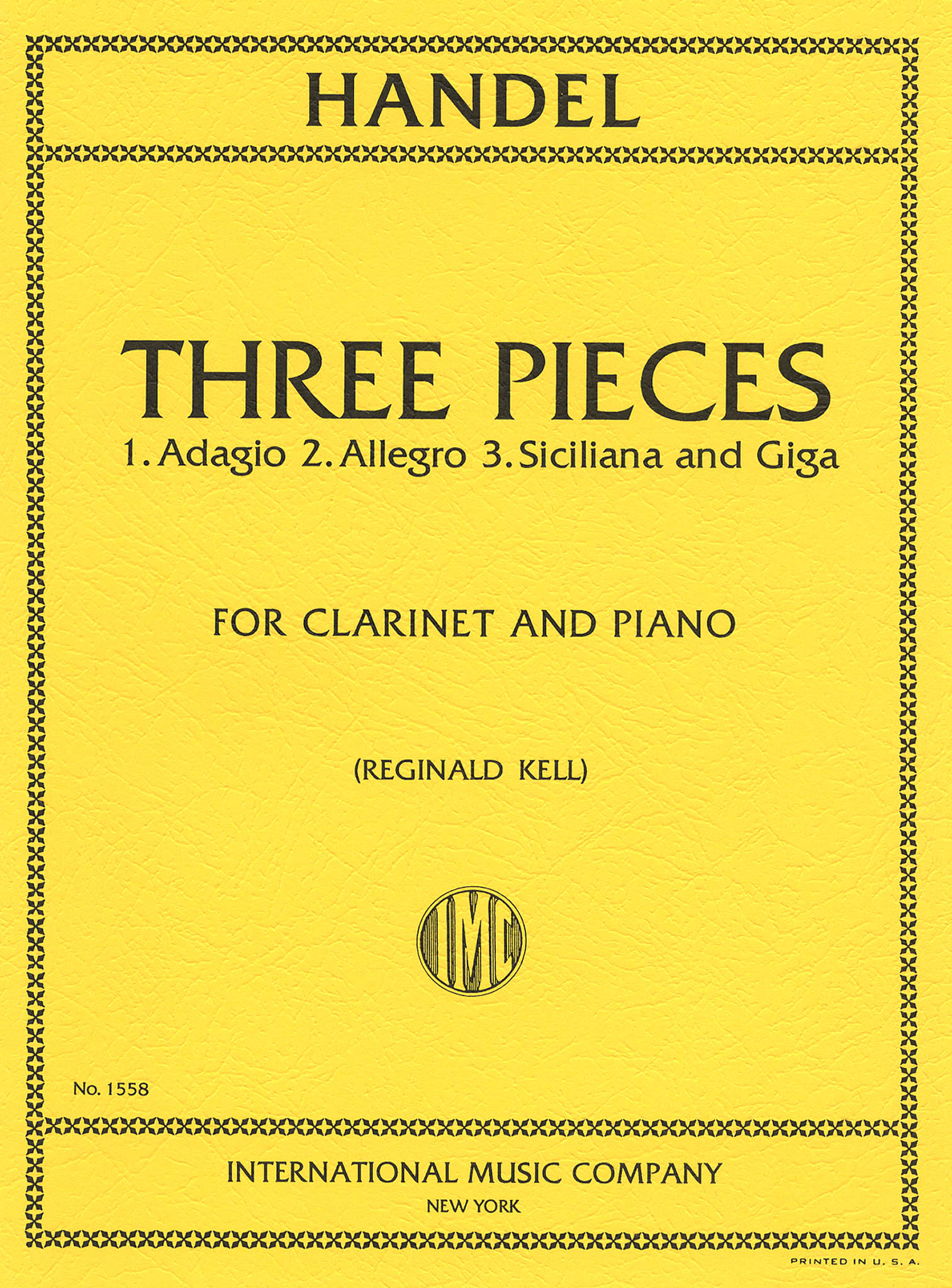 Handel Kell Three Pieces for Clarinet & Piano cover