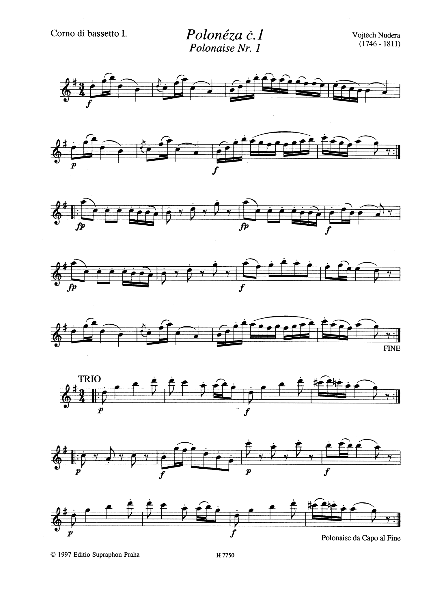 Vojtech Nudera Four Polonaises basset horn trio solo part 1