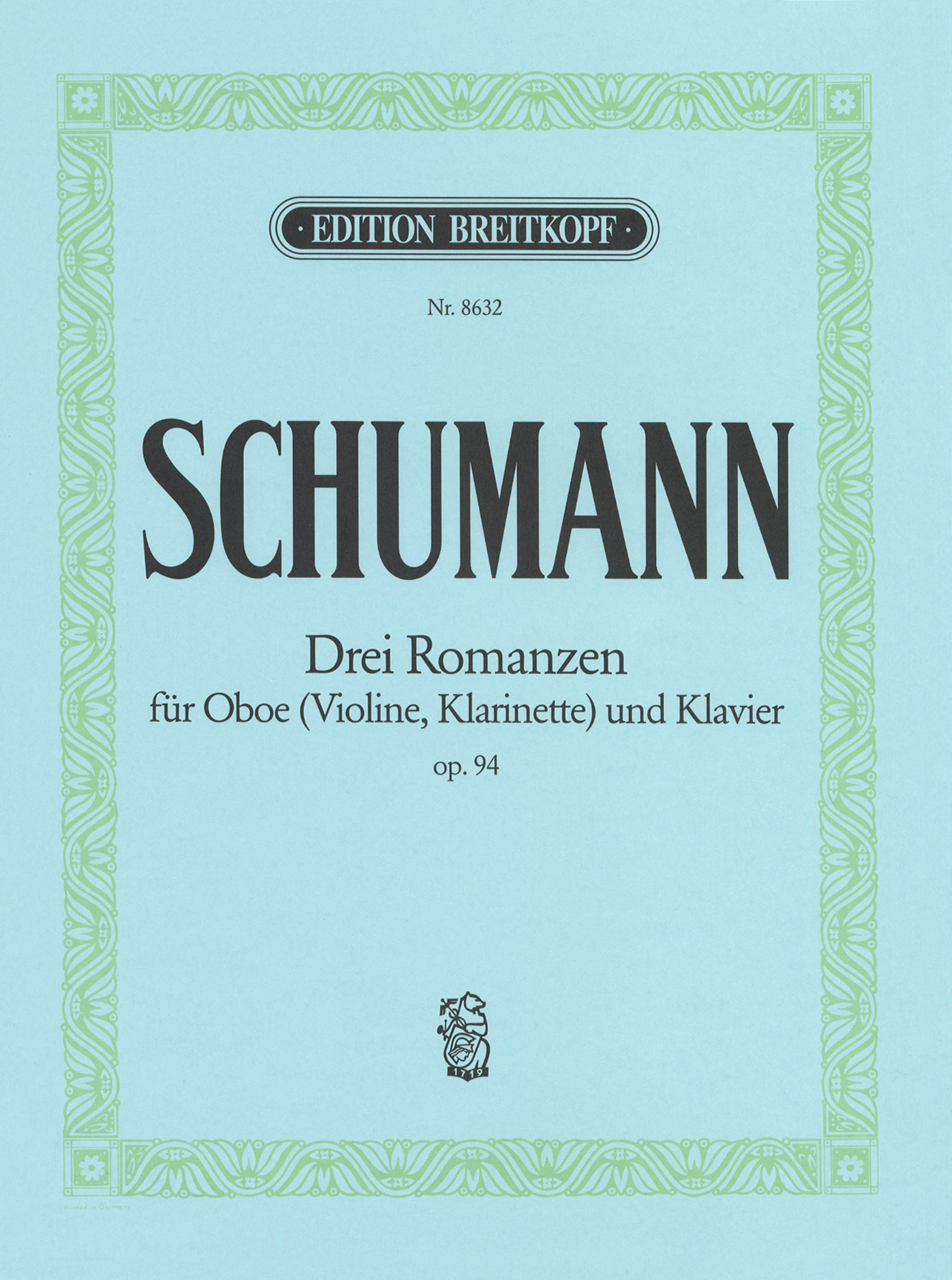 Schumann 3 Romances, Op. 94 Cover