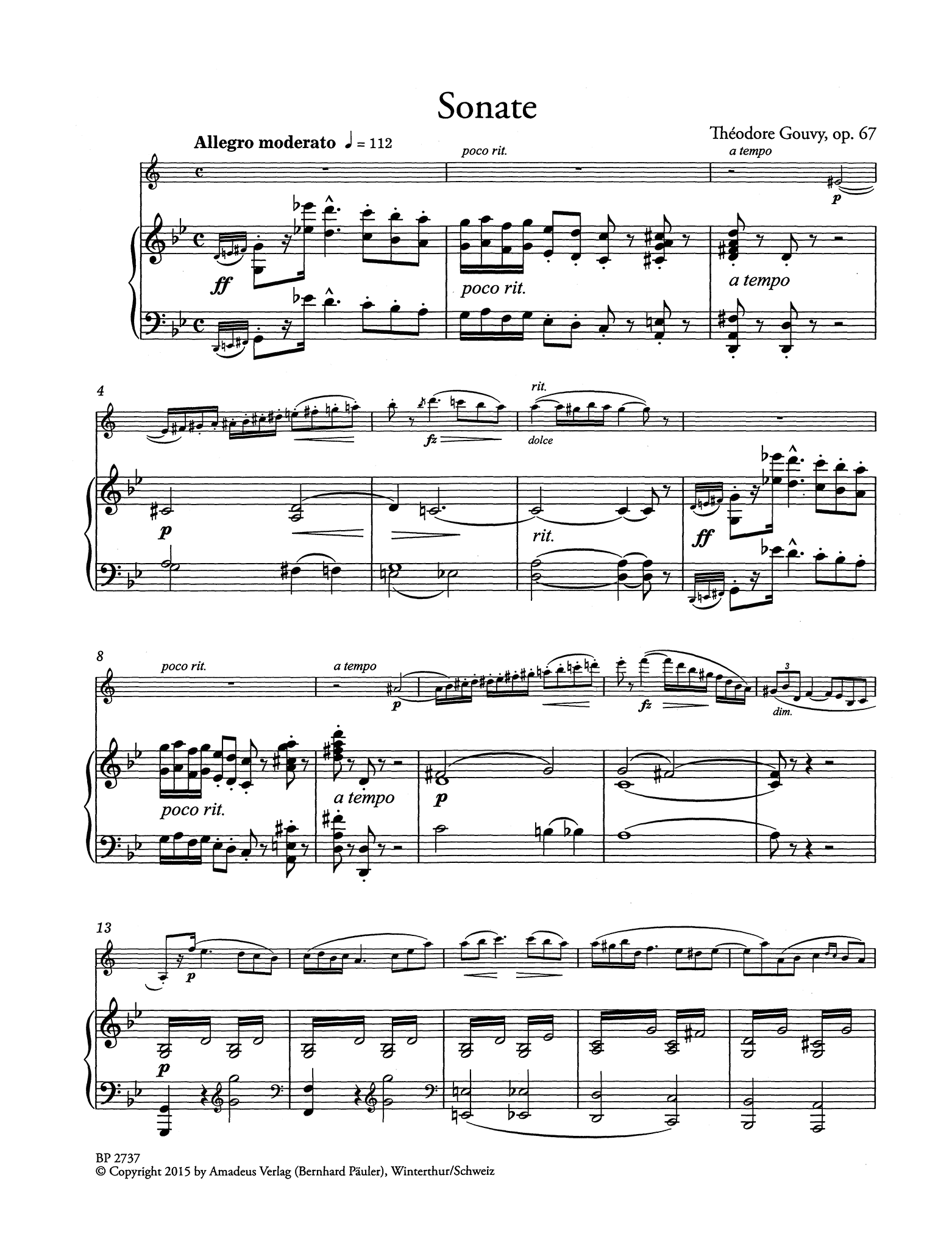 Gouvy Sonata for Clarinet & Piano, Op. 67 - Movement 1