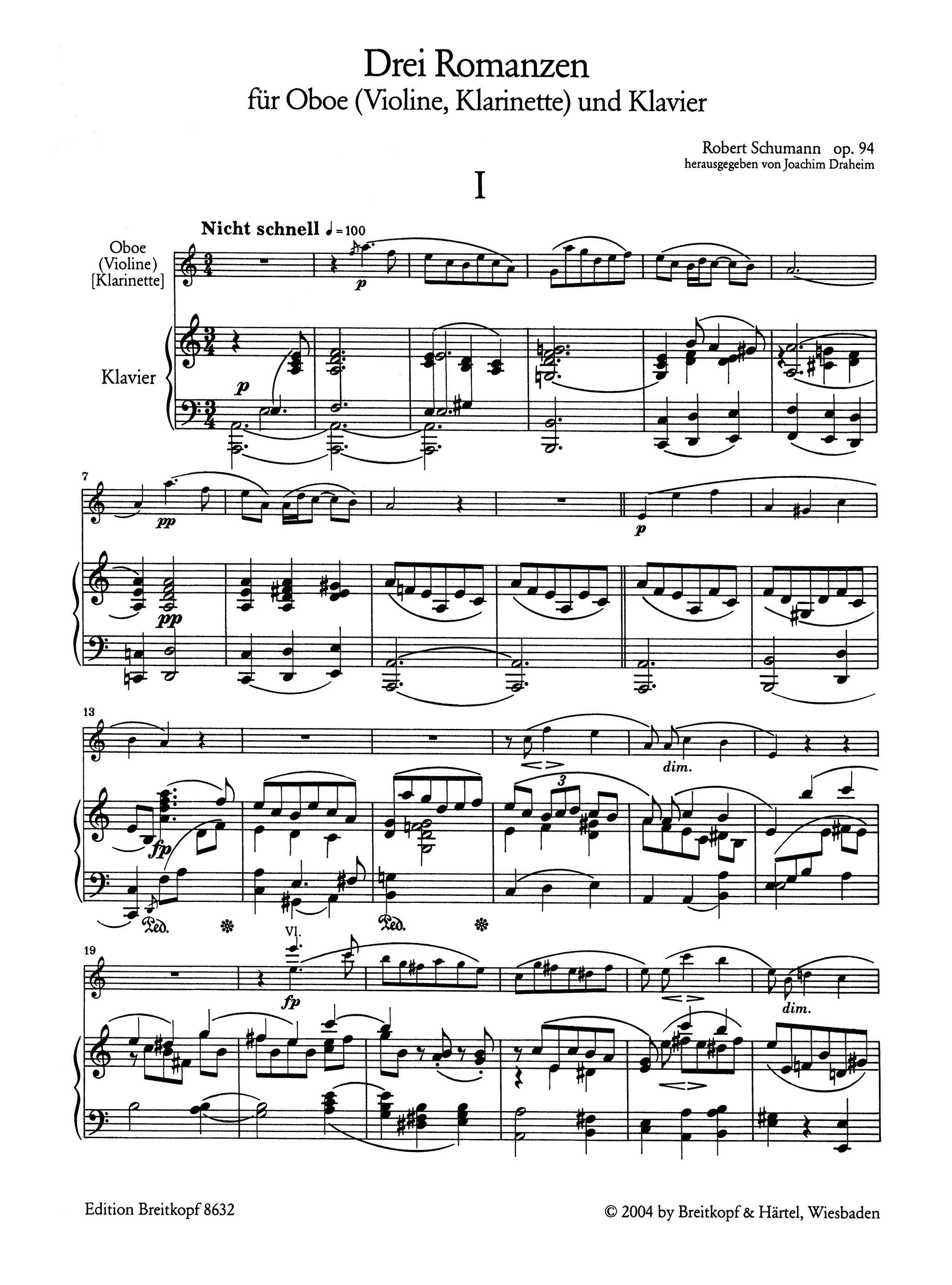 Schumann 3 Romances, Op. 94 - Movement 1