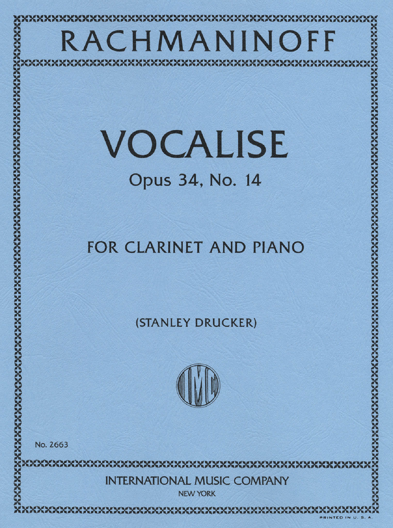 Rachmaninoff Vocalise, Op. 34 No. 14 for clarinet & piano Cover