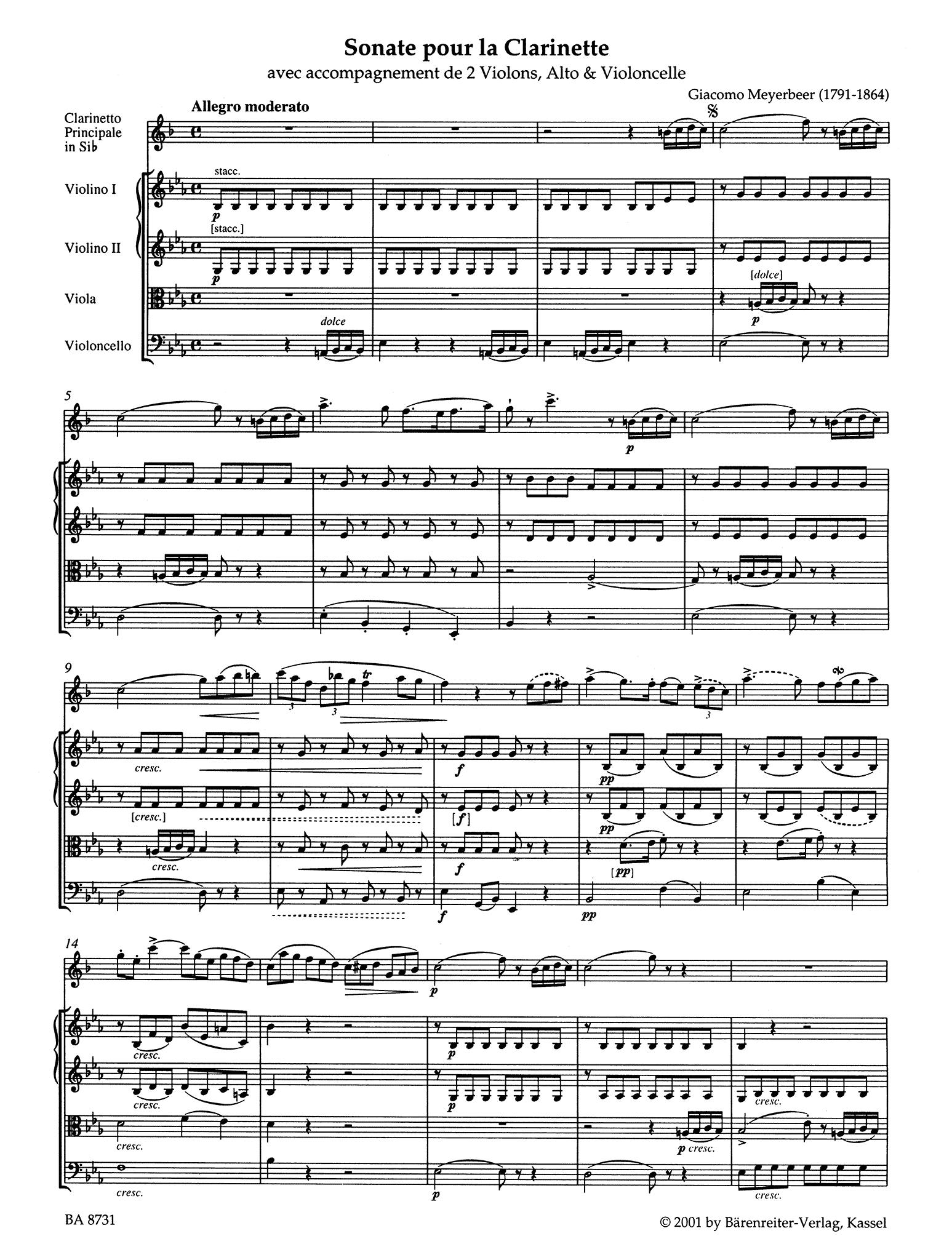Clarinet Quintet in E-flat Major - Movement 1