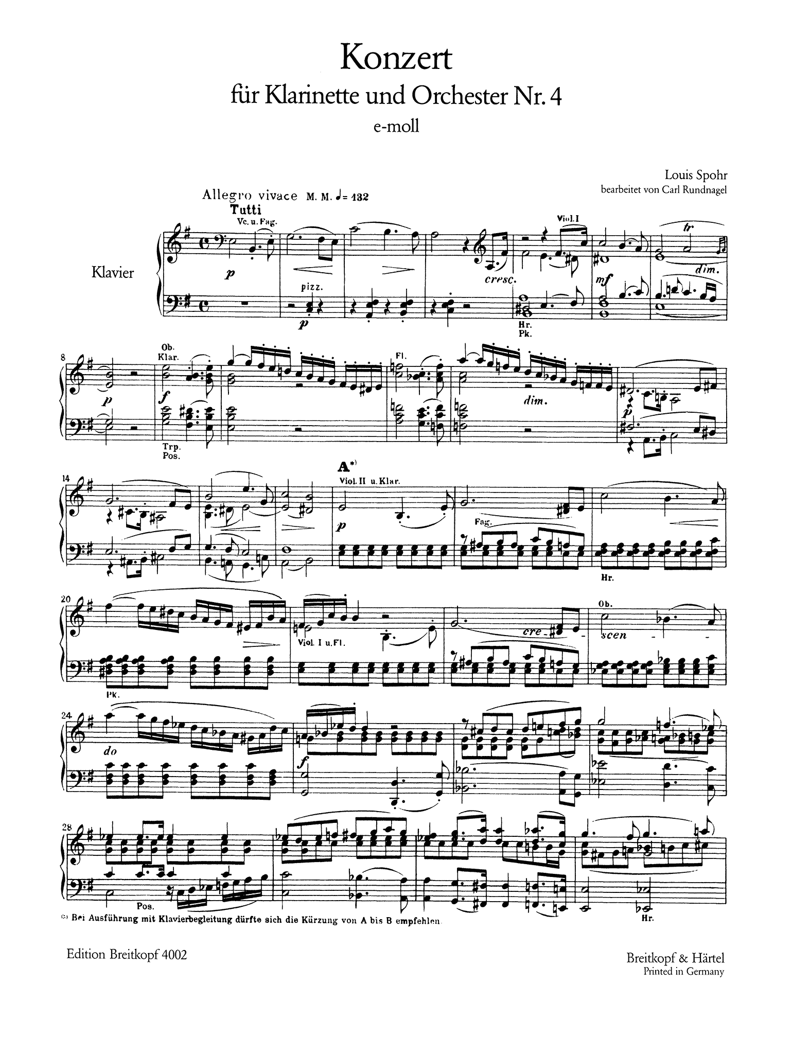 Clarinet Concerto No. 4 in E Minor, WoO 20 - Movement 1