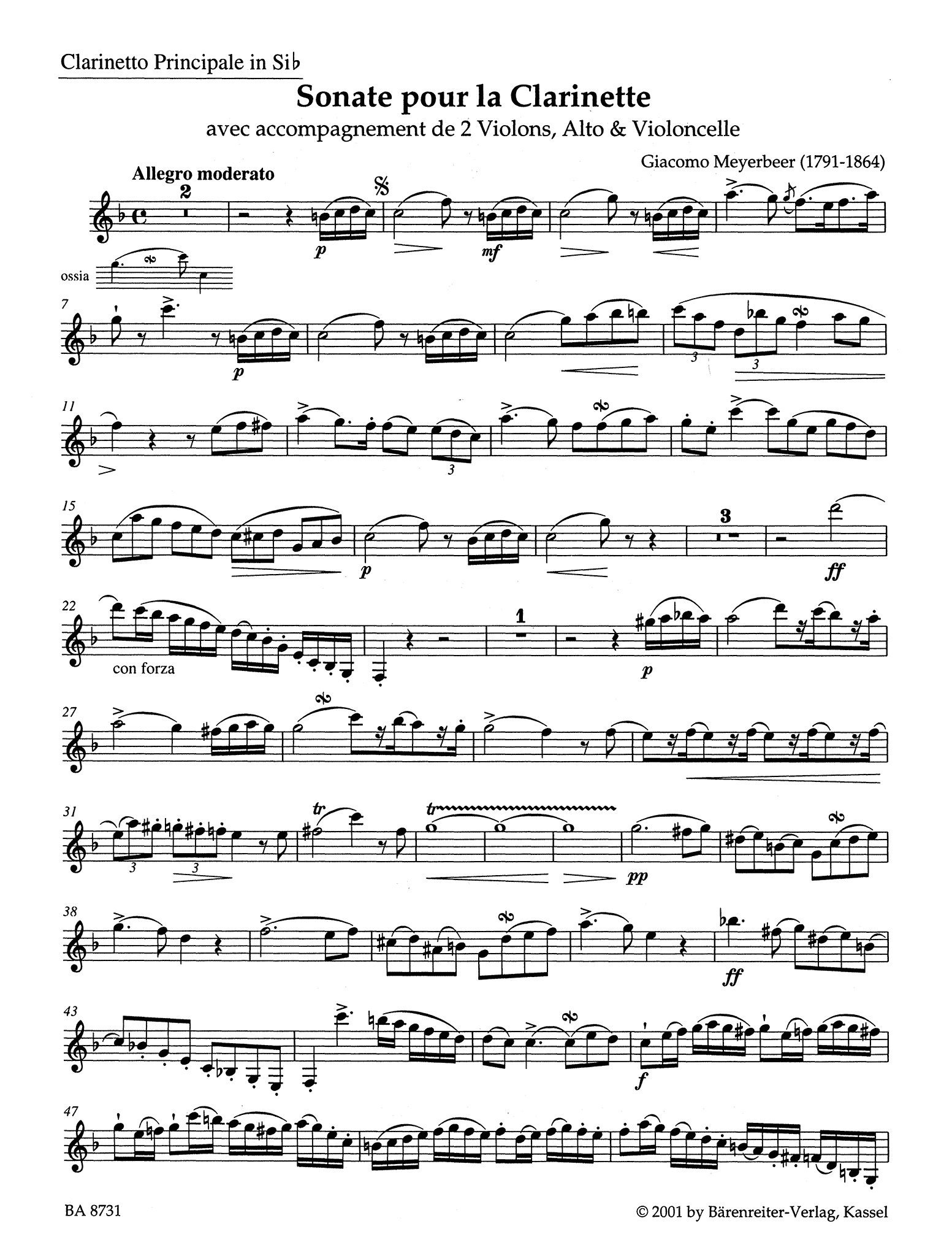 Clarinet Quintet in E-flat Major Clarinet part