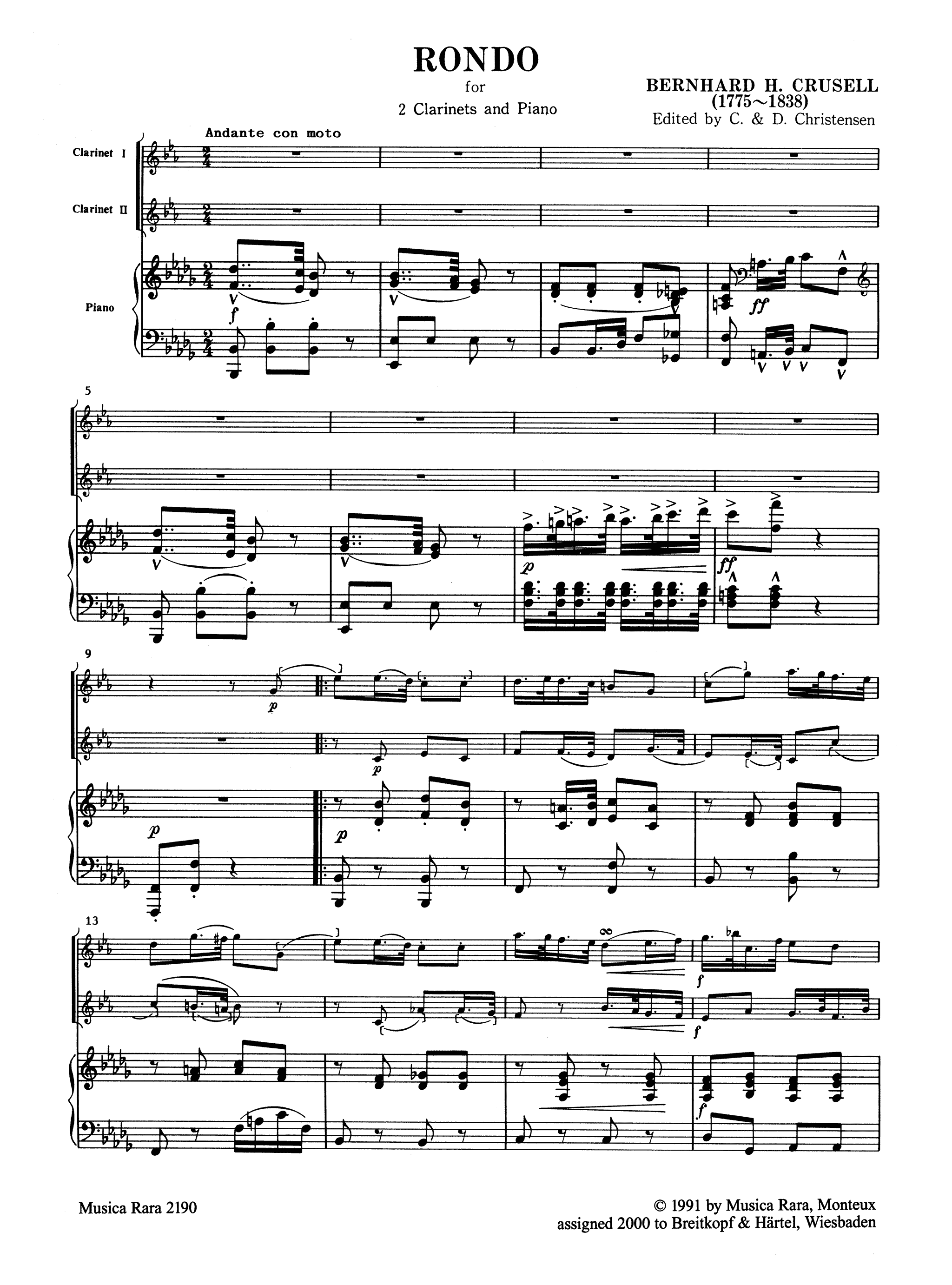 Crusell Rondo for 2 Clarinets & Piano score